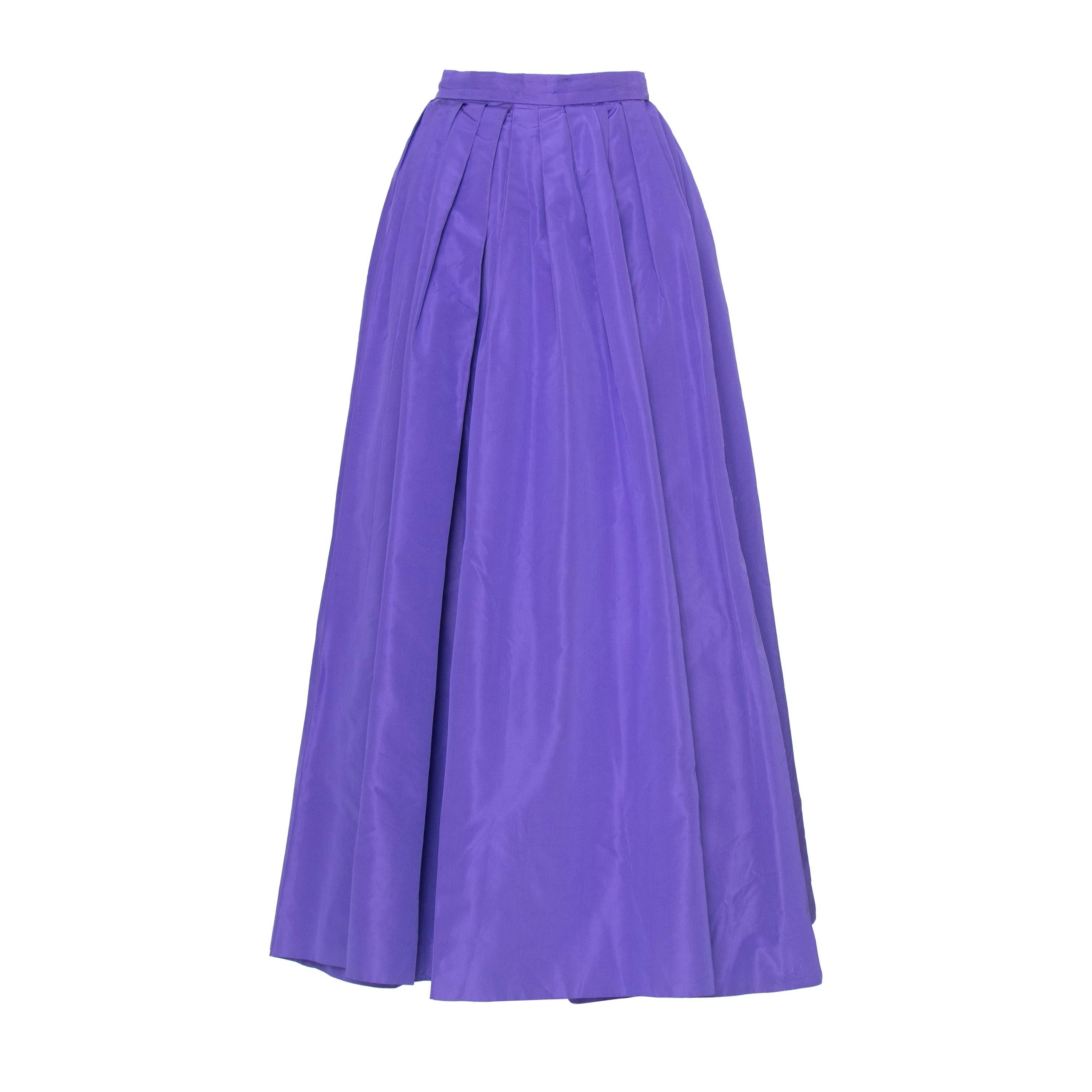 A 1980s Vintage Yves Saint Laurent Rive Gauche Purple Silk Taffeta Skirt 
