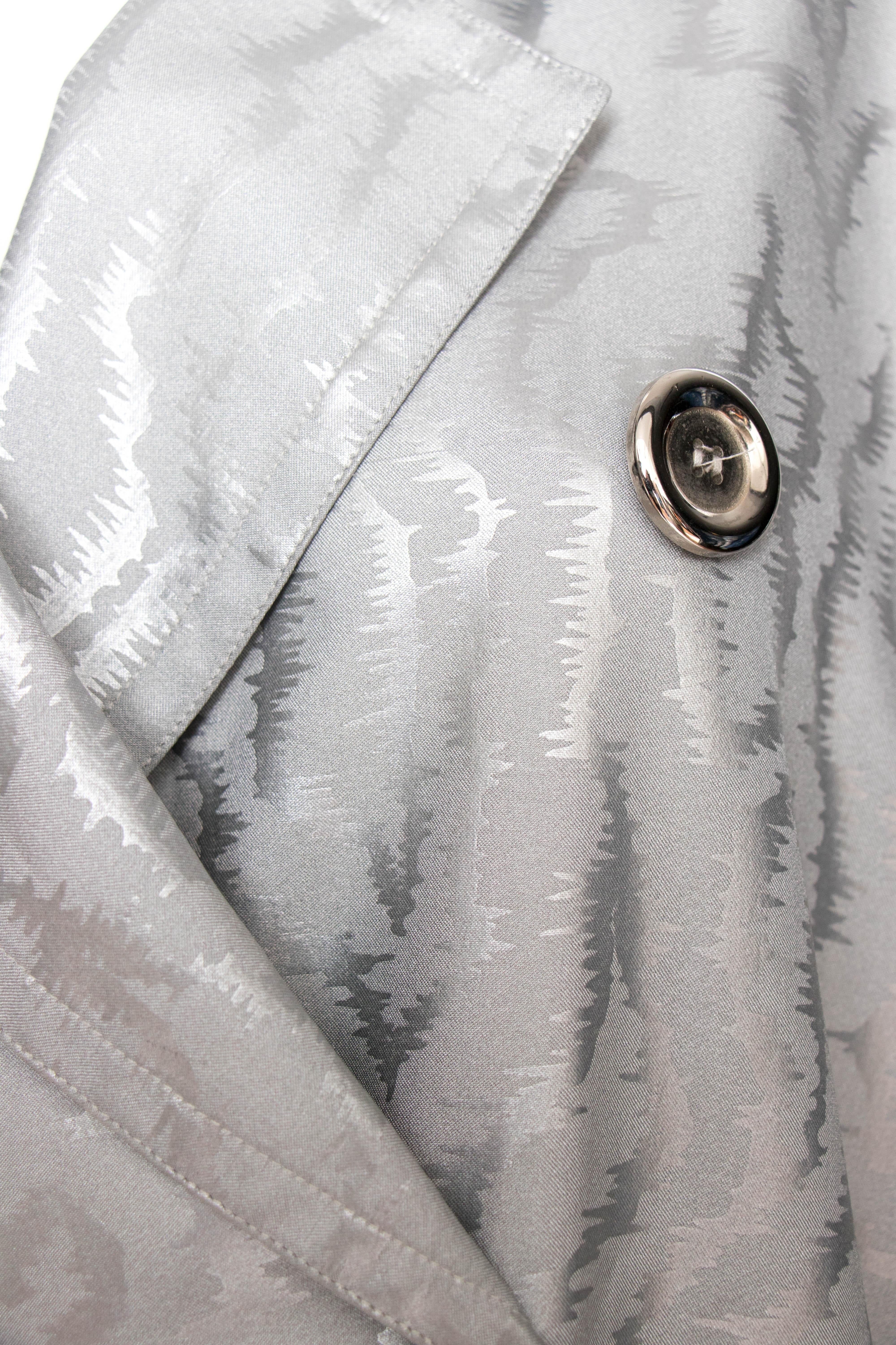 A 1980s Vintage Yves Saint Laurent Silver Jacquard Jacket  3