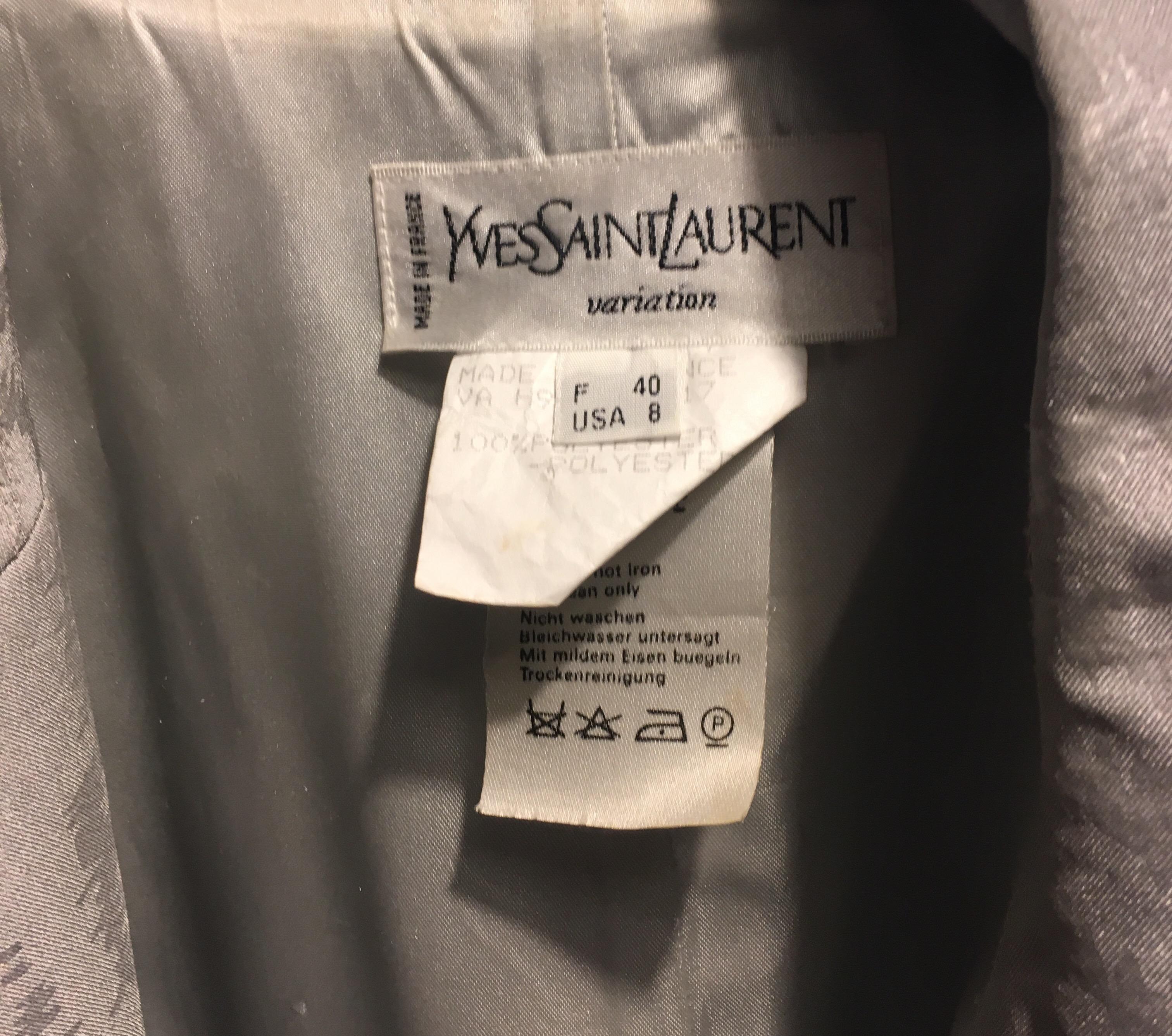 A 1980s Vintage Yves Saint Laurent Silver Jacquard Jacket  5