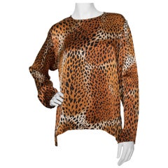 A 1980s Yves Saint Laurent Rive Gauche Animal Print Silk Blouse 