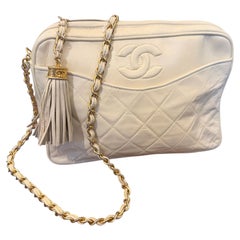 A 1988 Iconic Chanel Matelasse Cream Lamb Skin Shoulder Bag