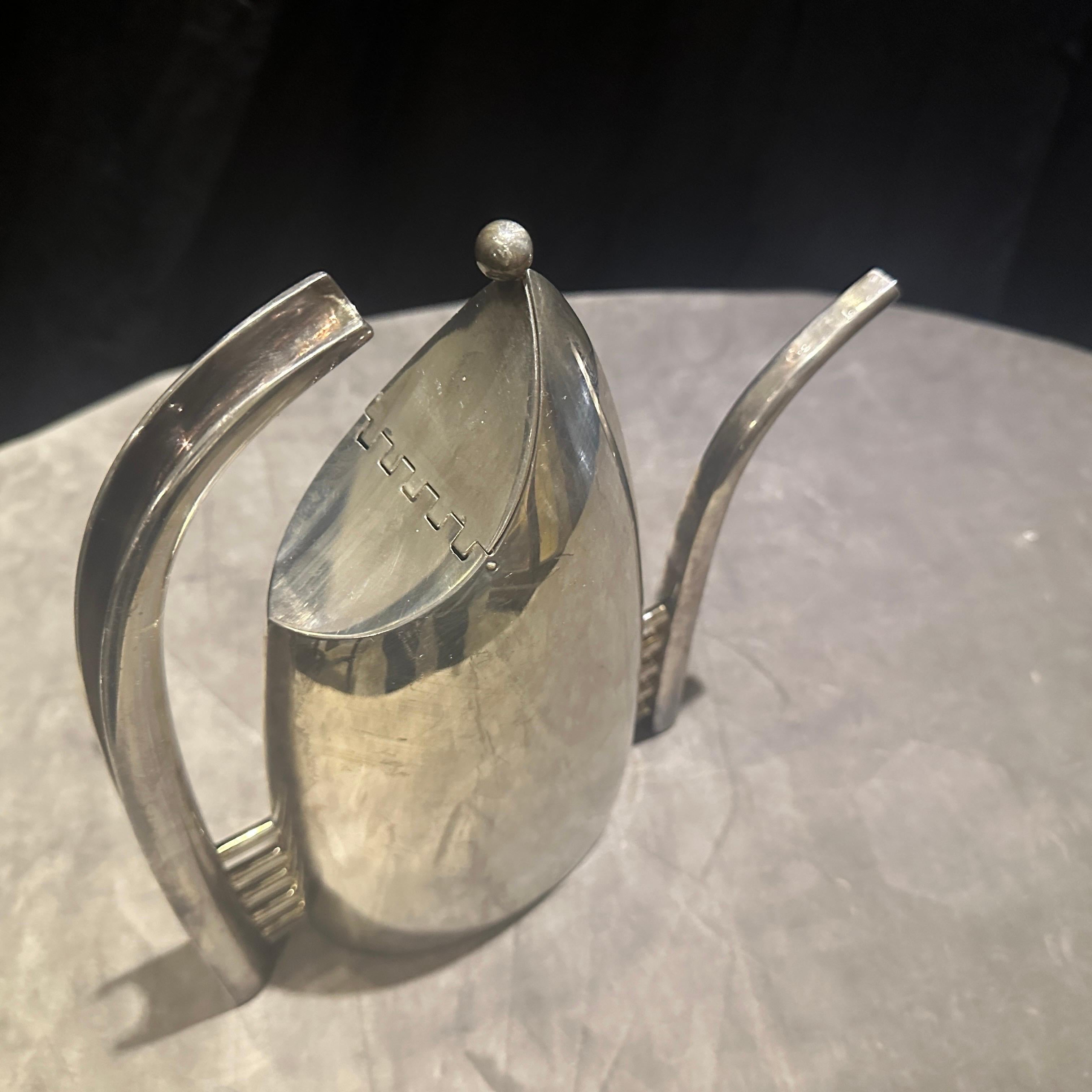 Italian A 1989 Minimalist Silver Plated Fenice Coffee Pot Designed by Lino Sabattini For Sale