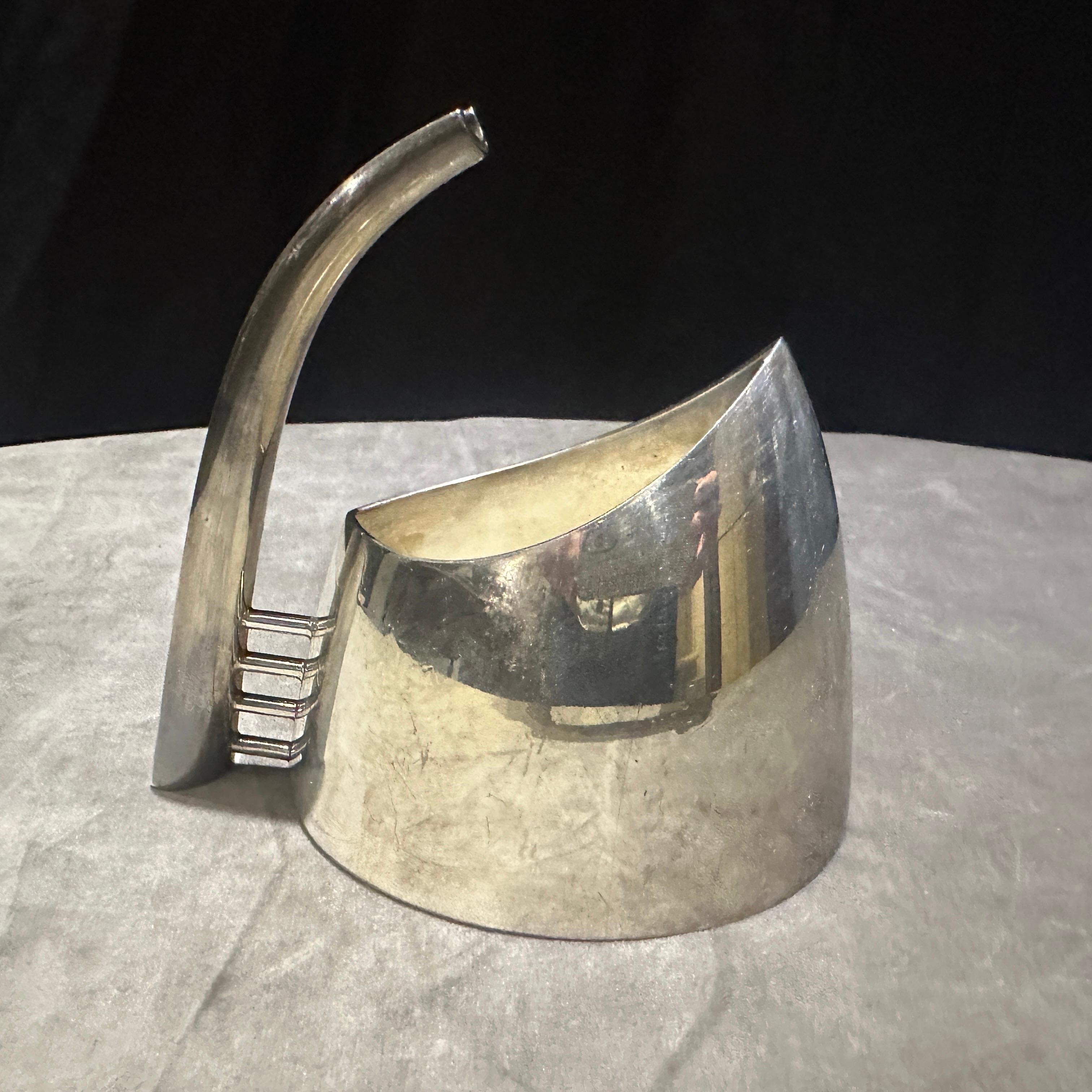 Italian A 1989 Minimalist Silver Plated Fenice Milk Jug Designed by Lino Sabattini For Sale