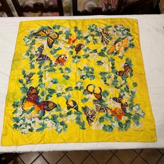 A 1990s Butterflies and Flowers Silk Scarf by Nina Ricci