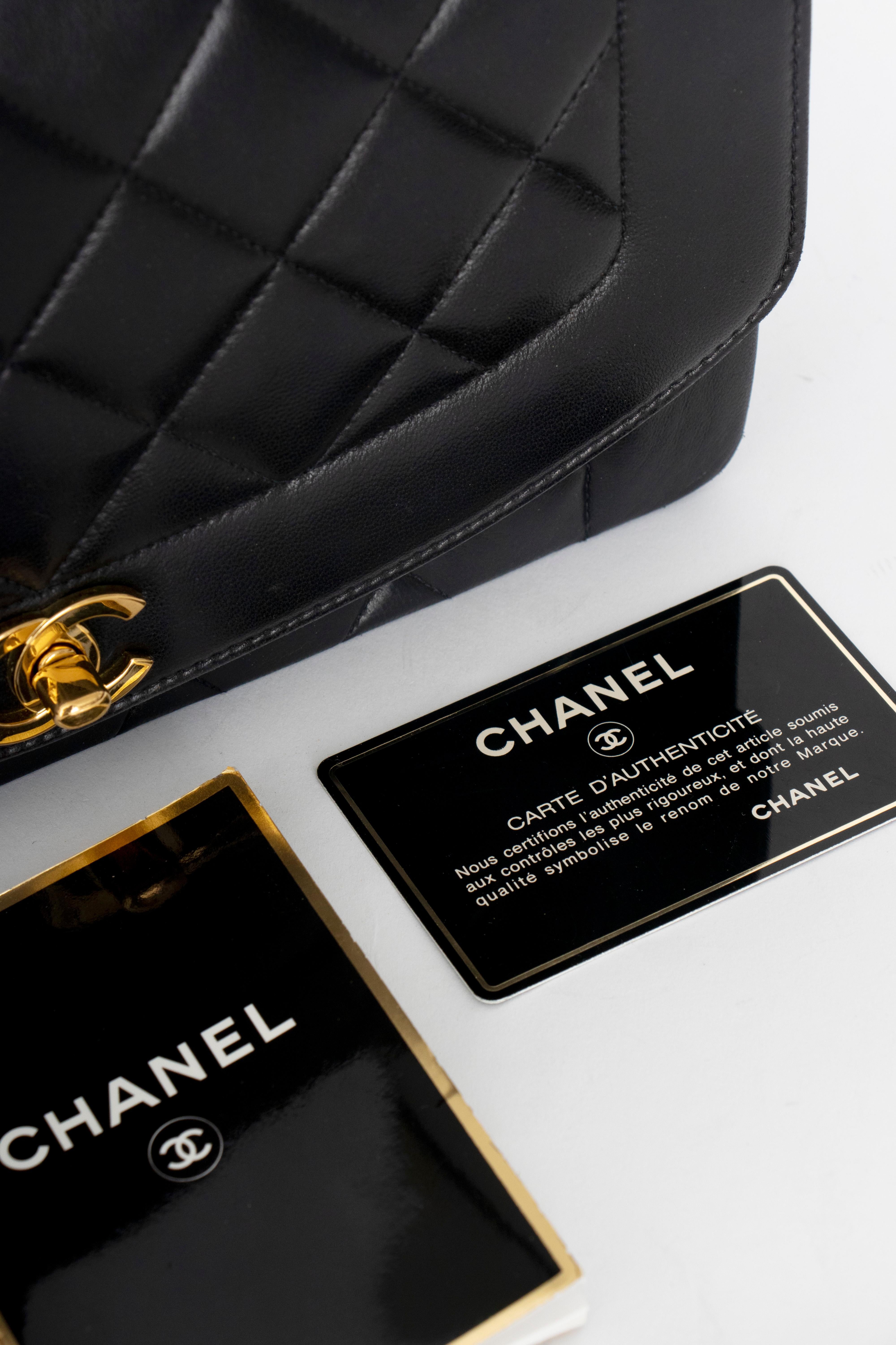 A 1990s Chanel Black Quilted Lambskin Bag Gold Hardware For Sale 6