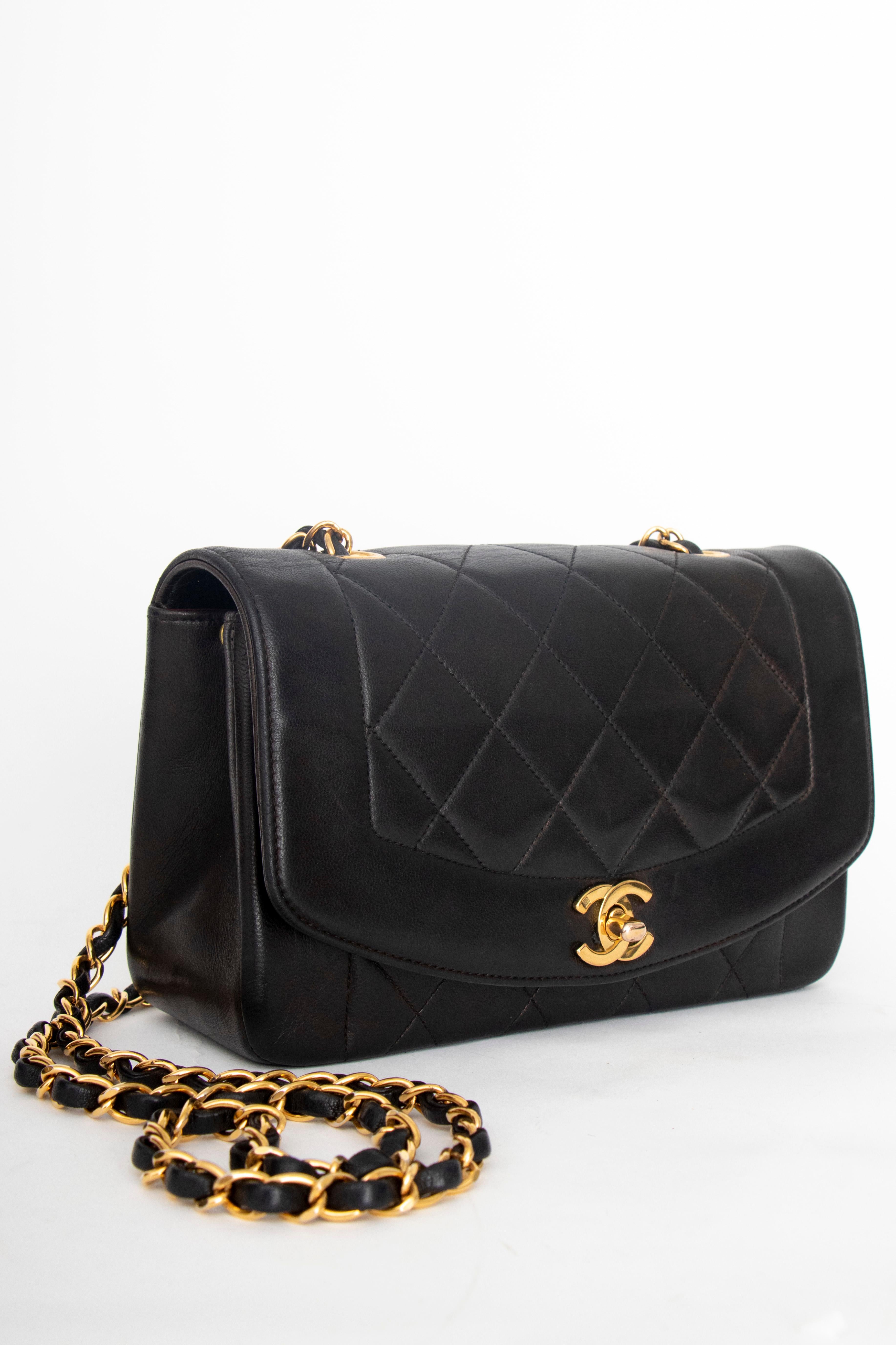 Women's or Men's A 1990s Chanel Black Quilted Lambskin Bag Gold Hardware 