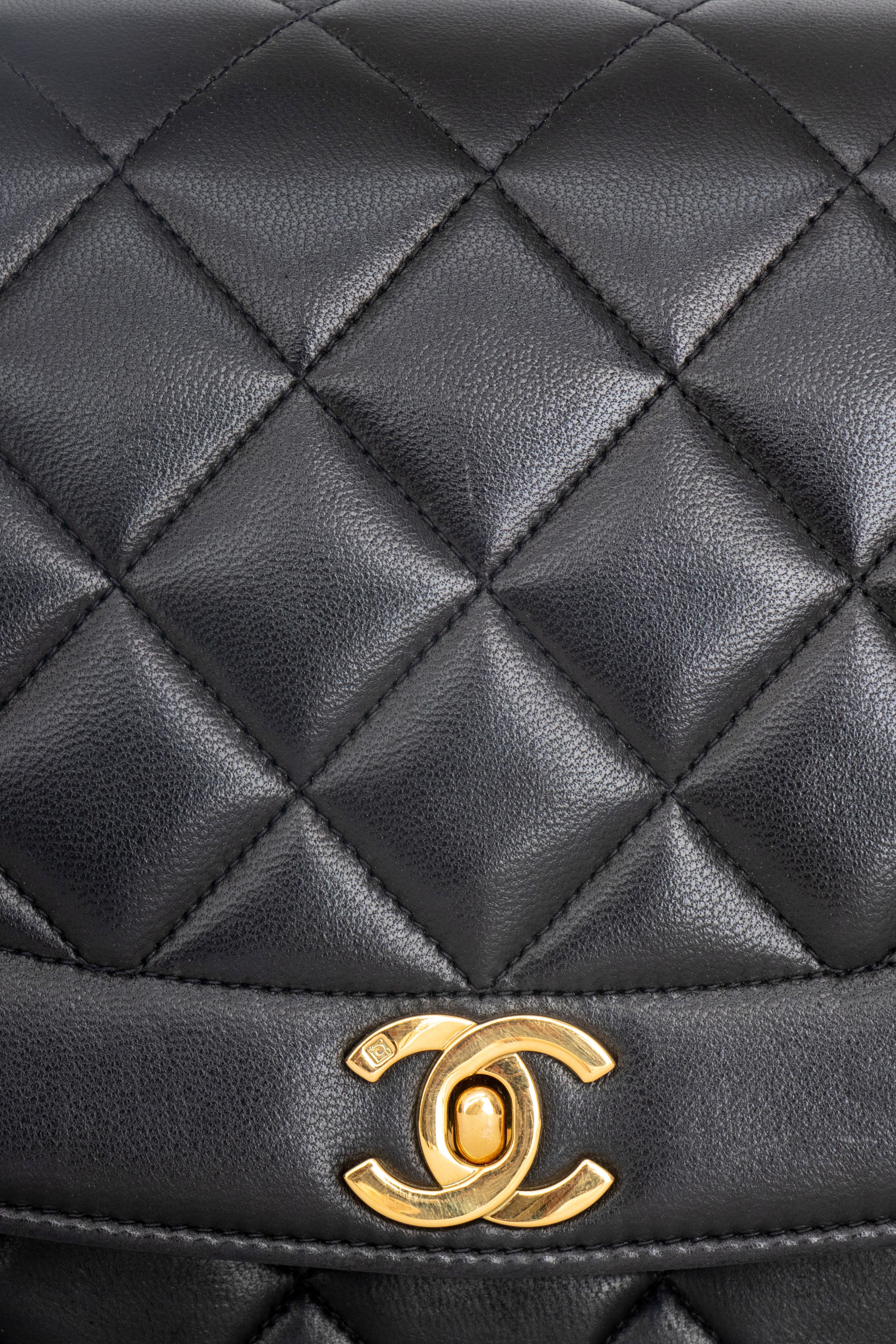 A 1990s Chanel Black Quilted Lambskin Bag Gold Hardware For Sale 1