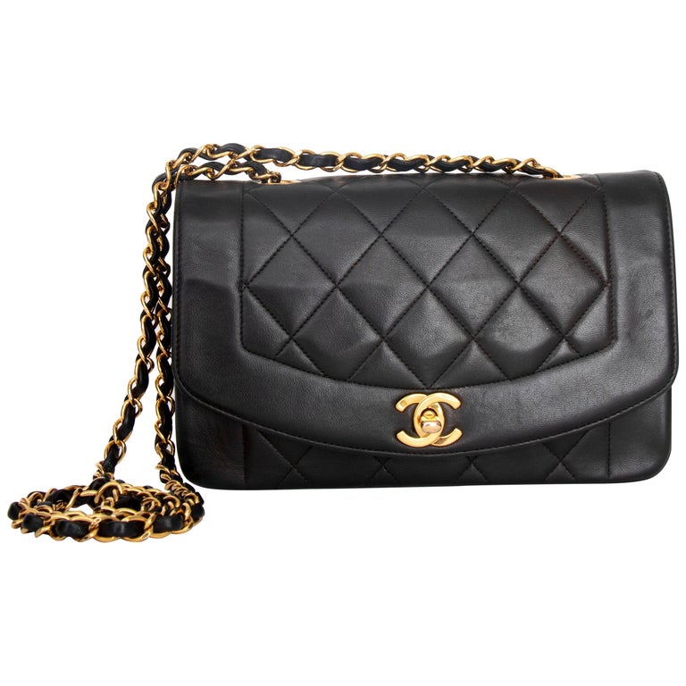 A 1990s Chanel Black Quilted Lambskin Bag Gold Hardware at 1stDibs