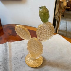 Cactus en flor de cristal de Murano verde y dorado Dior Home de los años 90