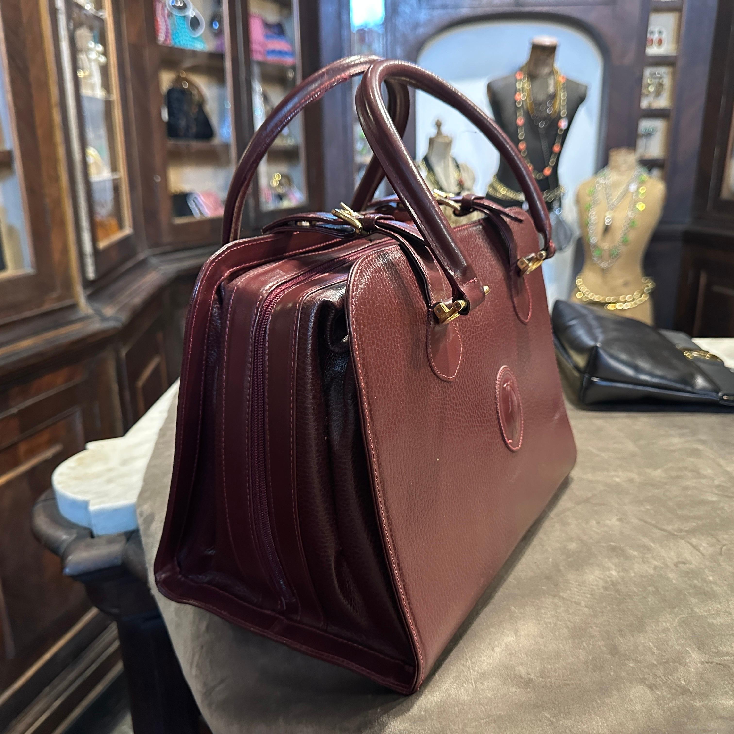 A 1990s Elegant Bordeaux Leather and Brass by Cartier For Sale 6