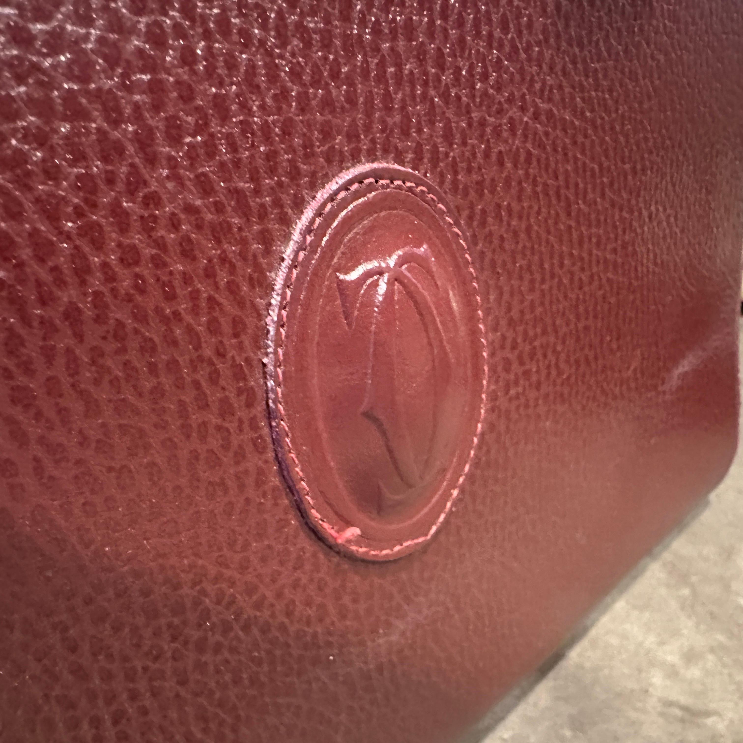 A 1990s Elegant Bordeaux Leather and Brass by Cartier For Sale 7