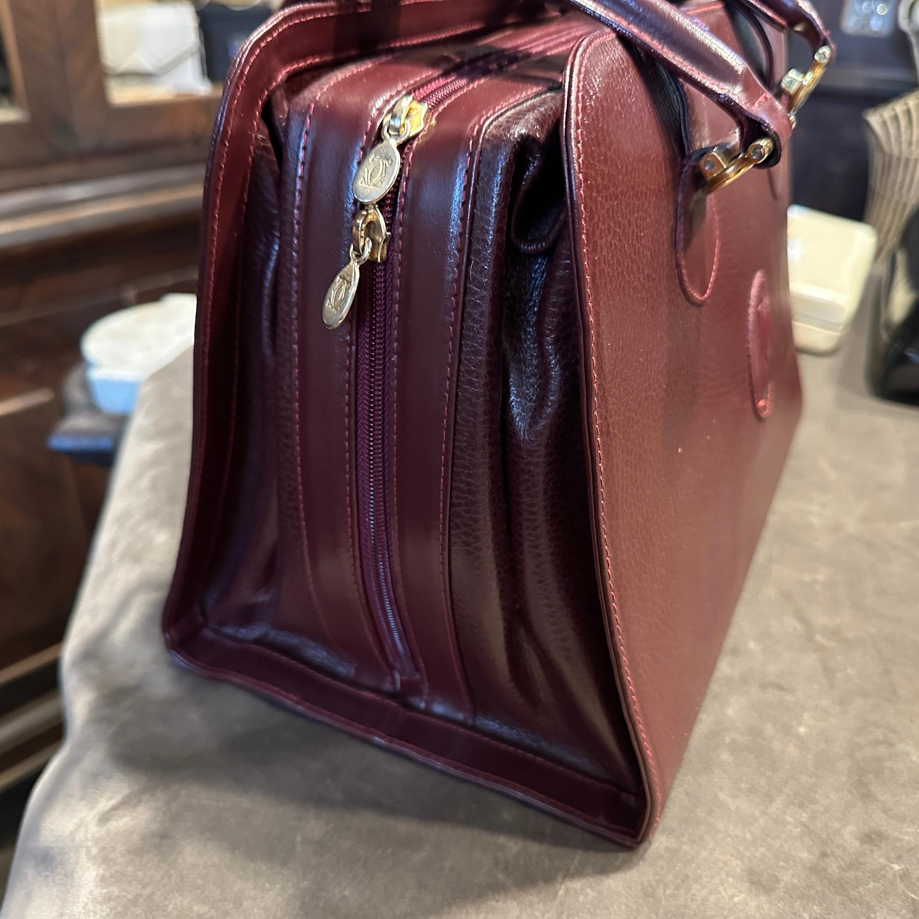 A 1990s Elegant Bordeaux Leather and Brass by Cartier For Sale 9