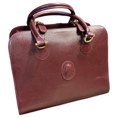 Vintage A 1990s Elegant Bordeaux Leather and Brass by Cartier