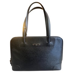 A 1990s Gucci Black Textured Leather and Brass Hardware shoulder Bag