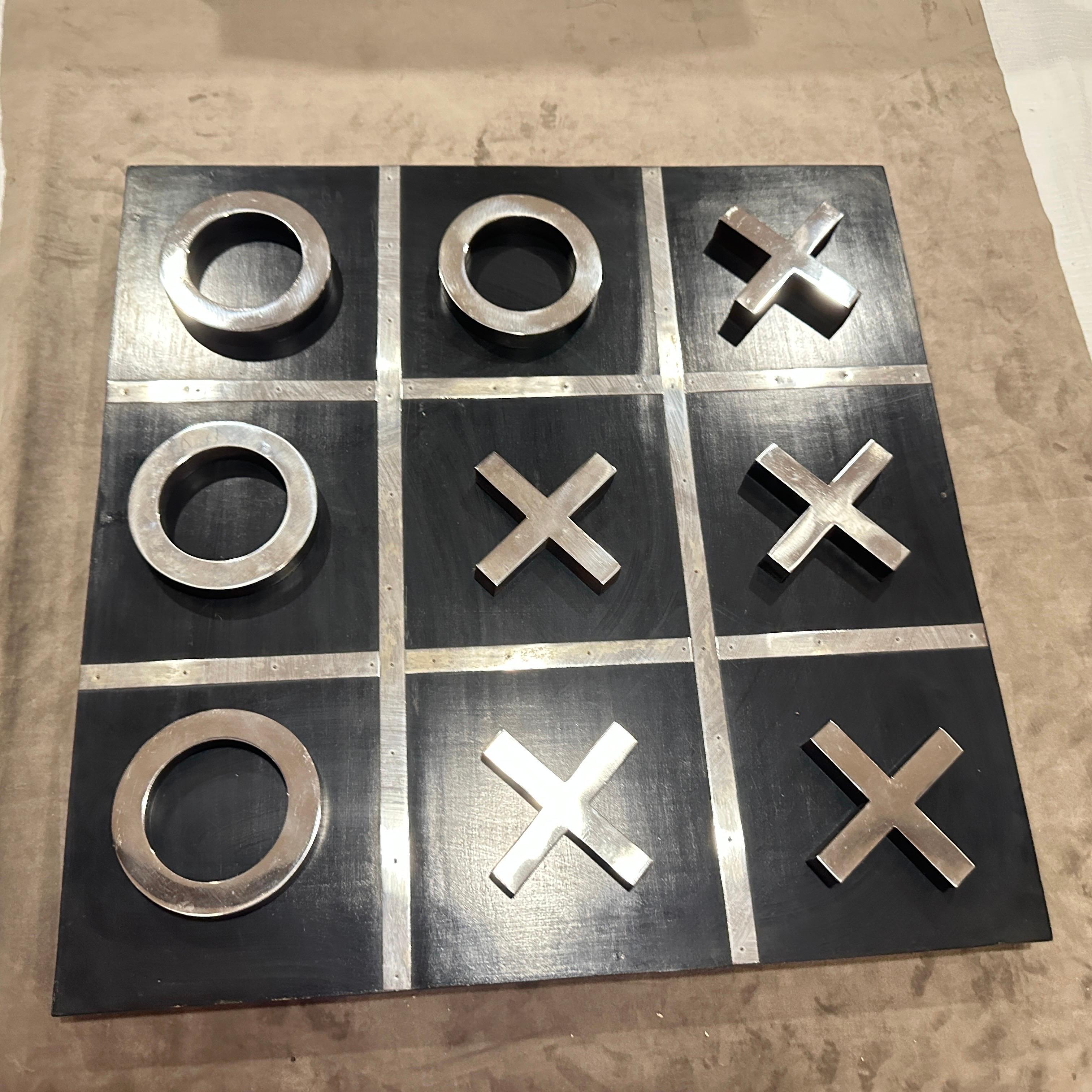 A 1990s Modern Black Painted Wood and Silverplate Italian Huge Table Game For Sale 5