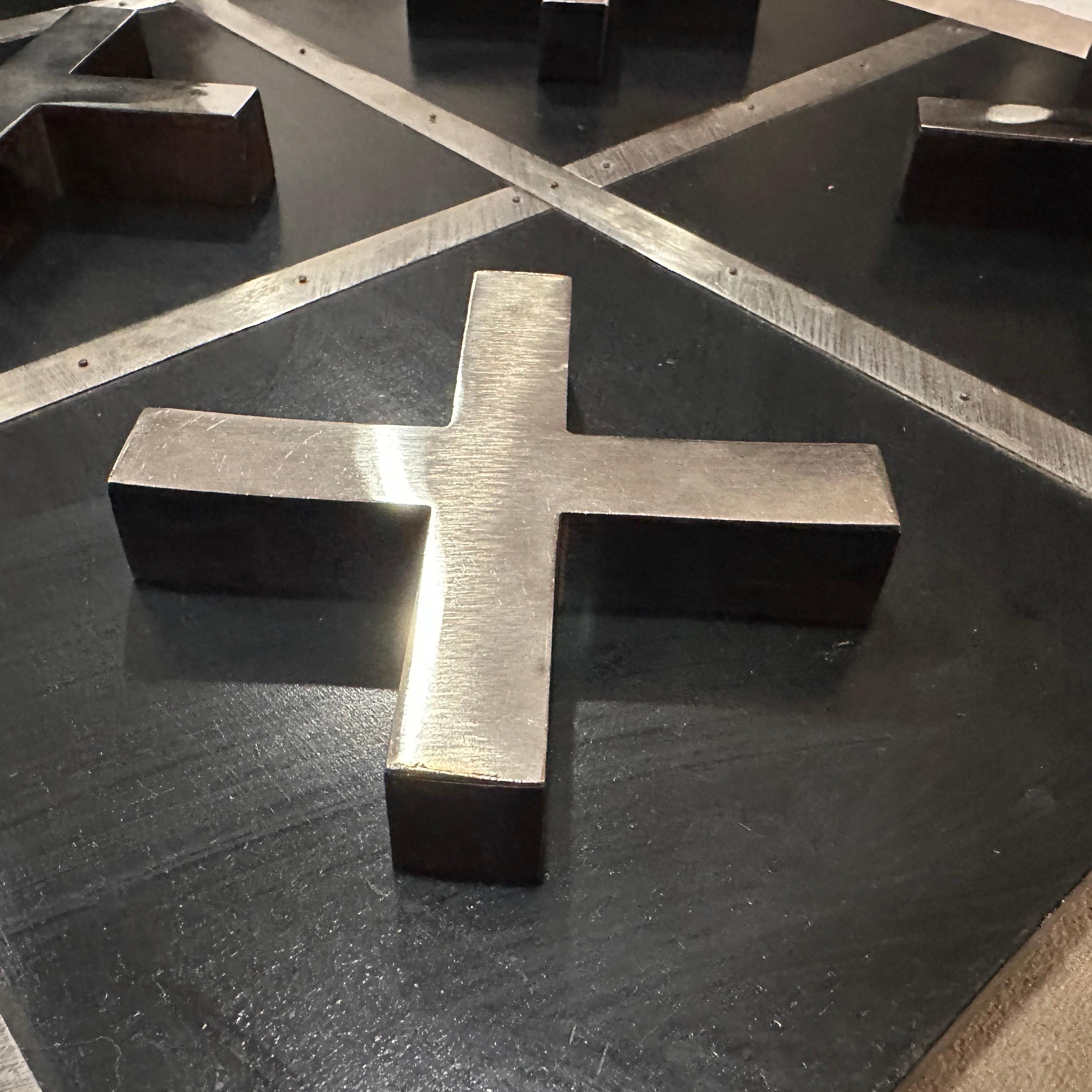A 1990s Modern Black Painted Wood and Silverplate Italian Huge Table Game For Sale 6