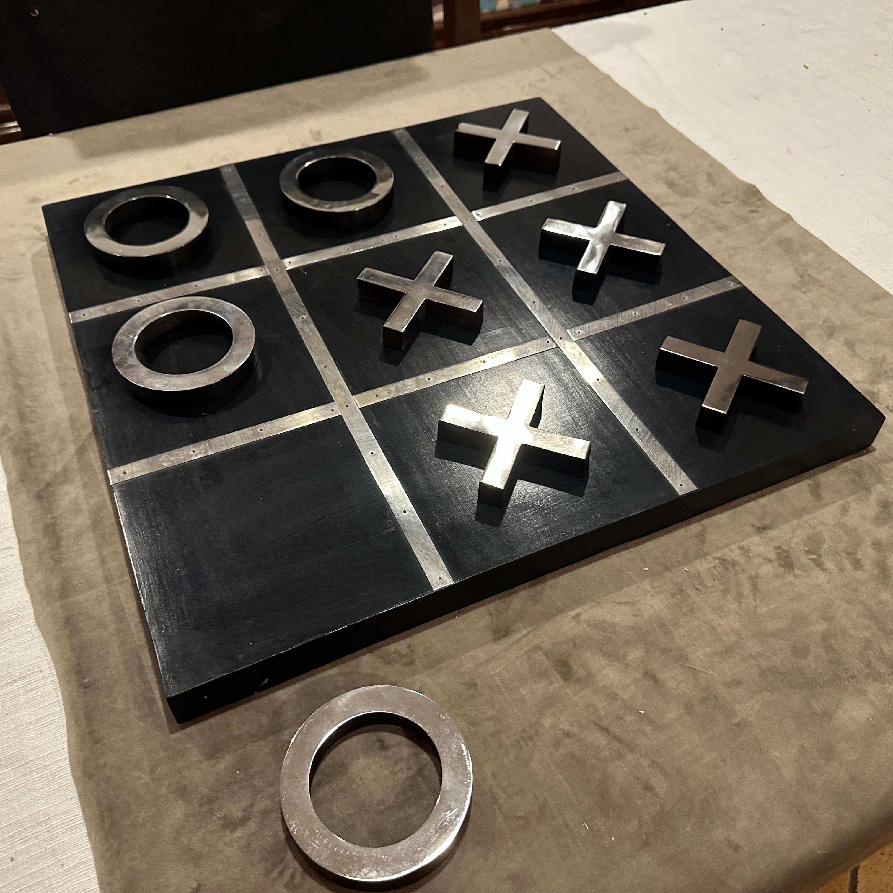 A 1990s Modern Black Painted Wood and Silverplate Italian Huge Table Game For Sale 7