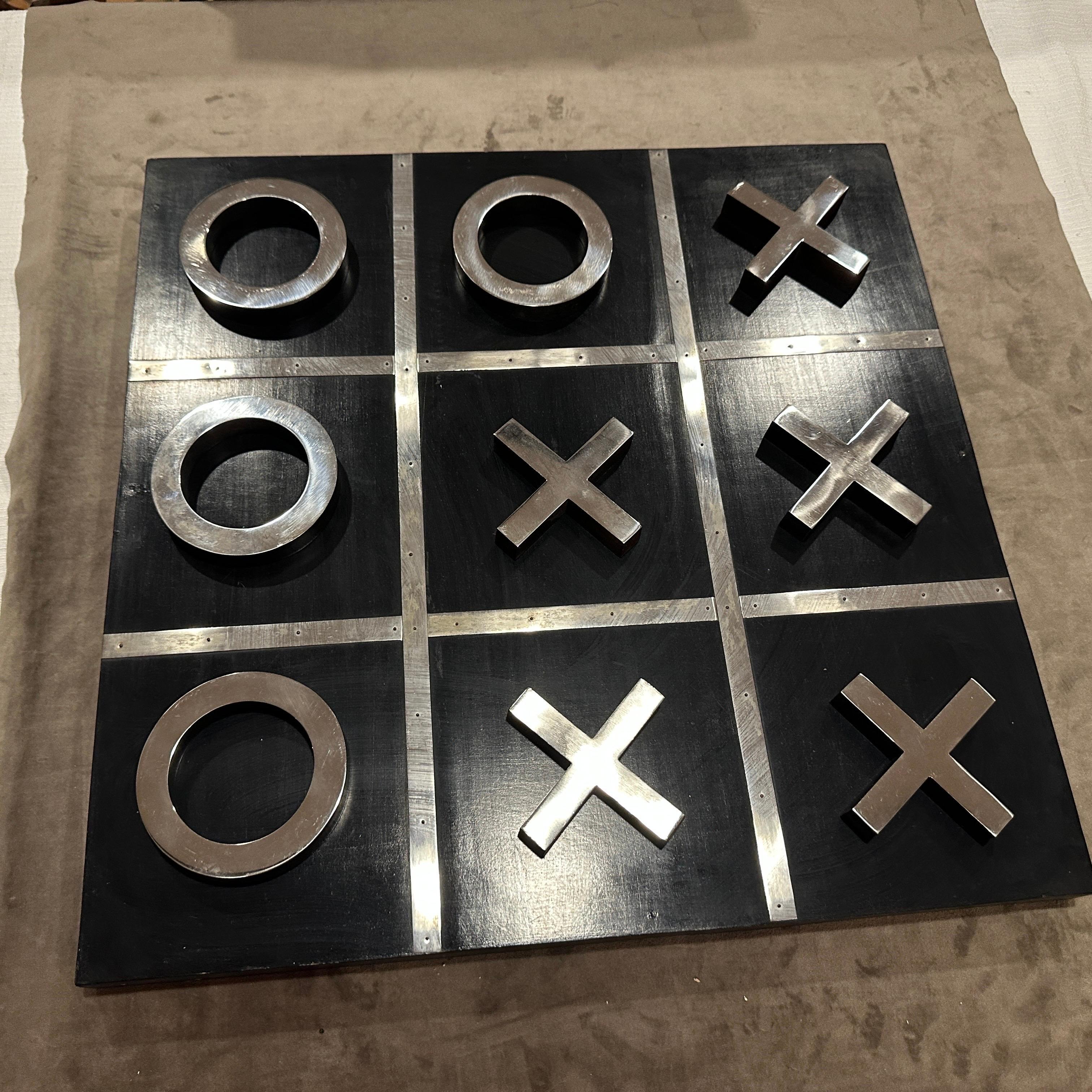 A 1990s Modern Black Painted Wood and Silverplate Italian Huge Table Game For Sale 9