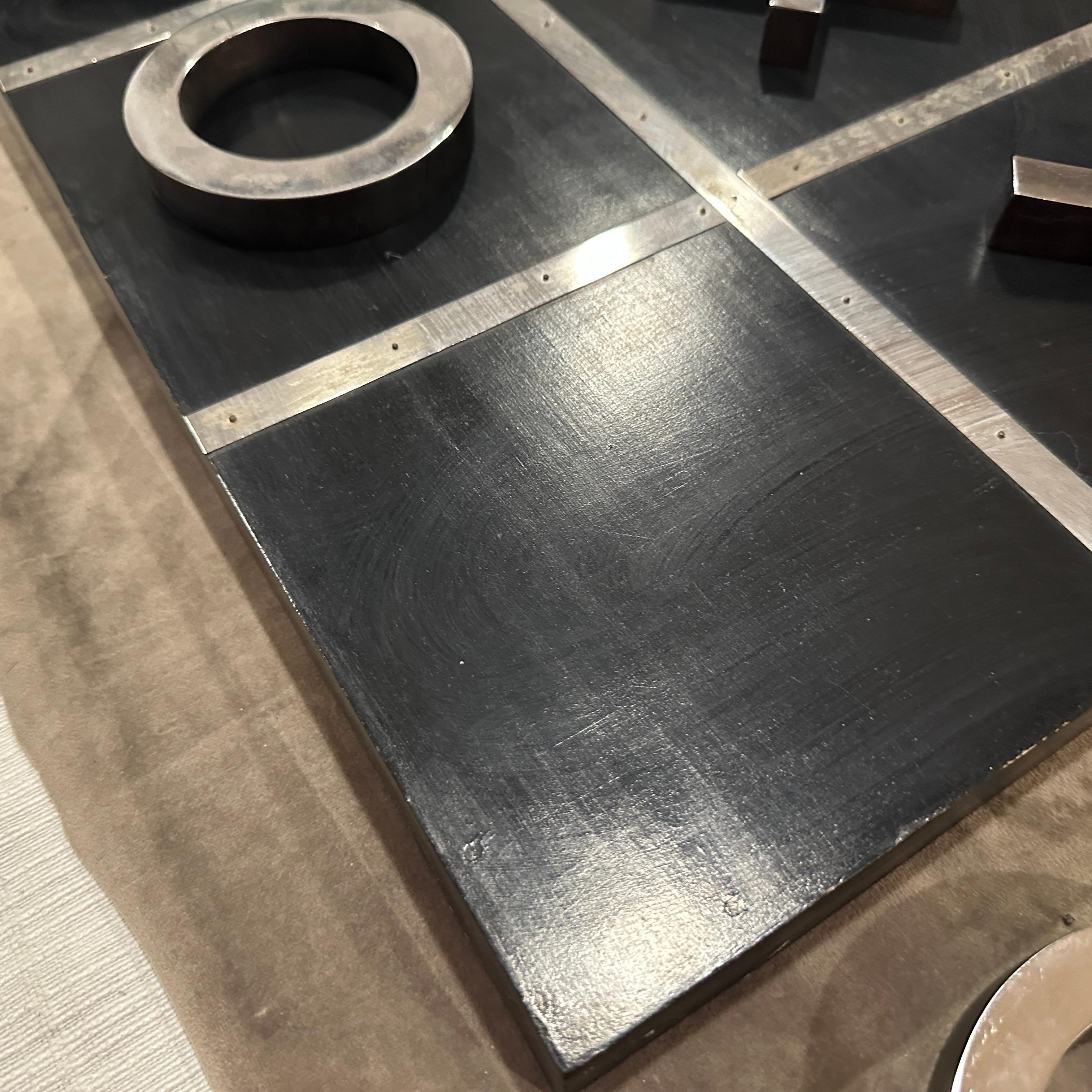 A 1990s Modern Black Painted Wood and Silverplate Italian Huge Table Game For Sale 11