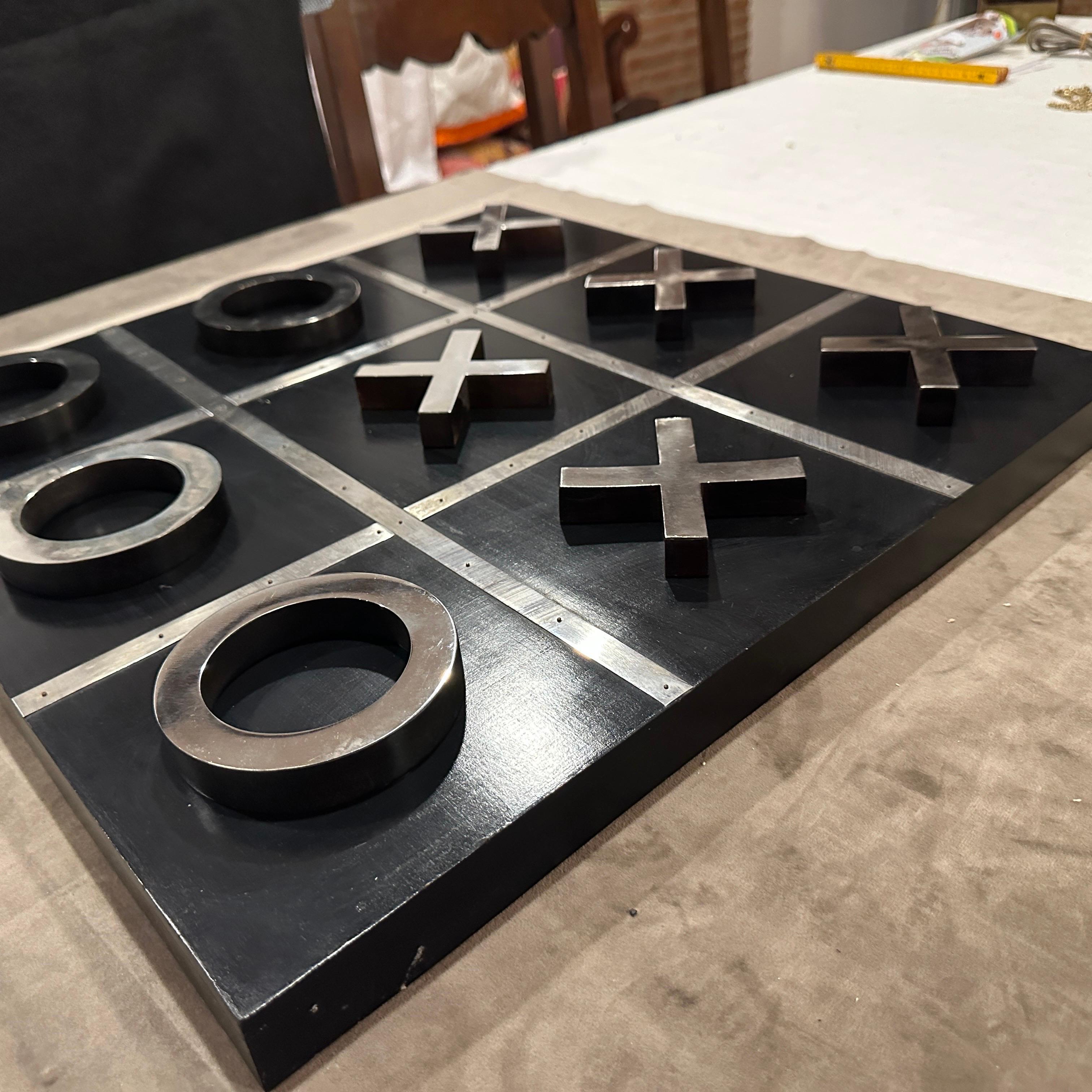 A 1990s Modern Black Painted Wood and Silverplate Italian Huge Table Game For Sale 12