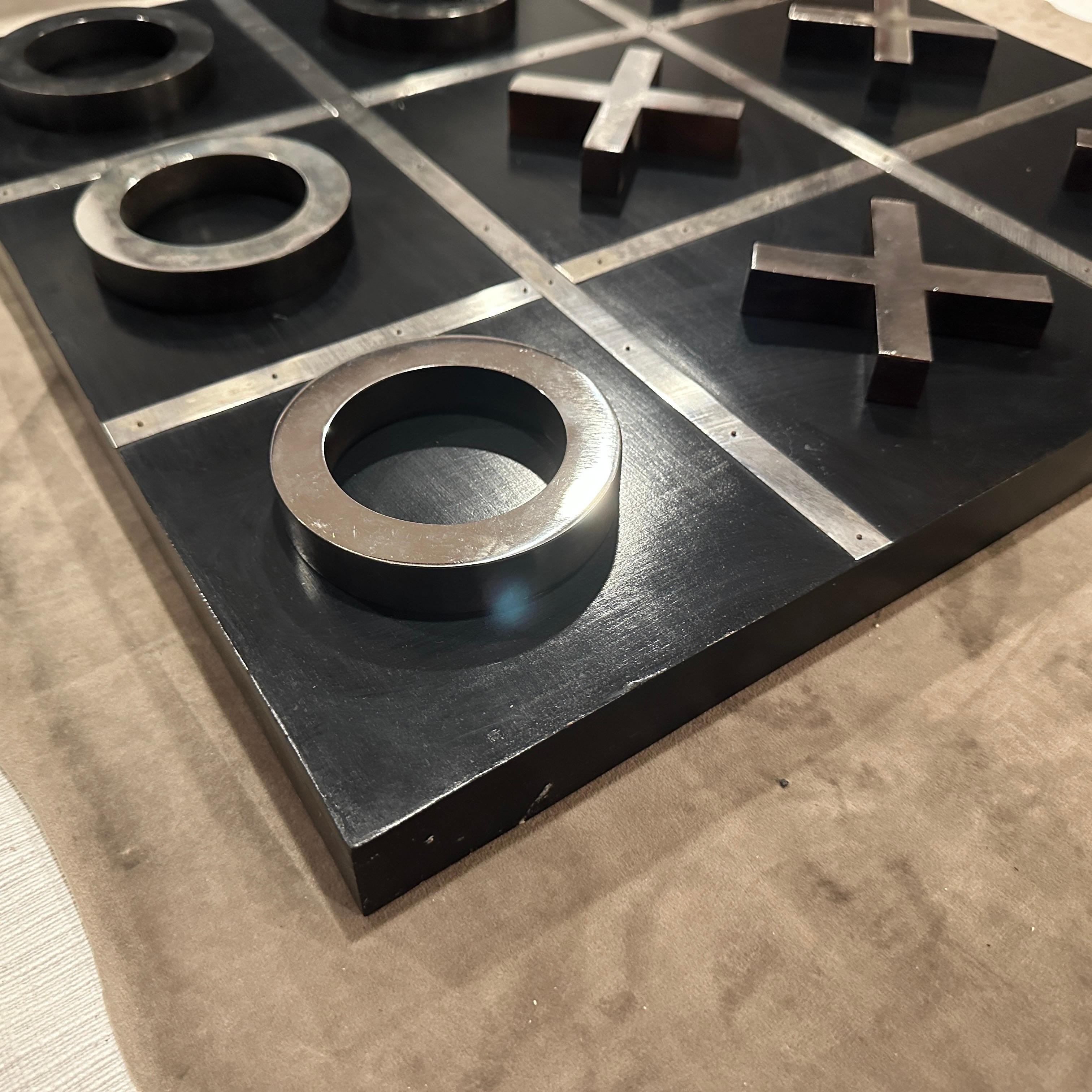 A 1990s Modern Black Painted Wood and Silverplate Italian Huge Table Game For Sale 13