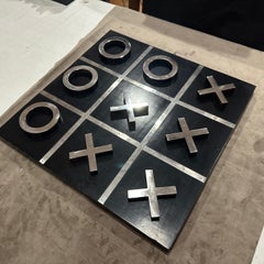 A 1990s Modern Black Painted Wood and Silverplate Italian Huge Table Game