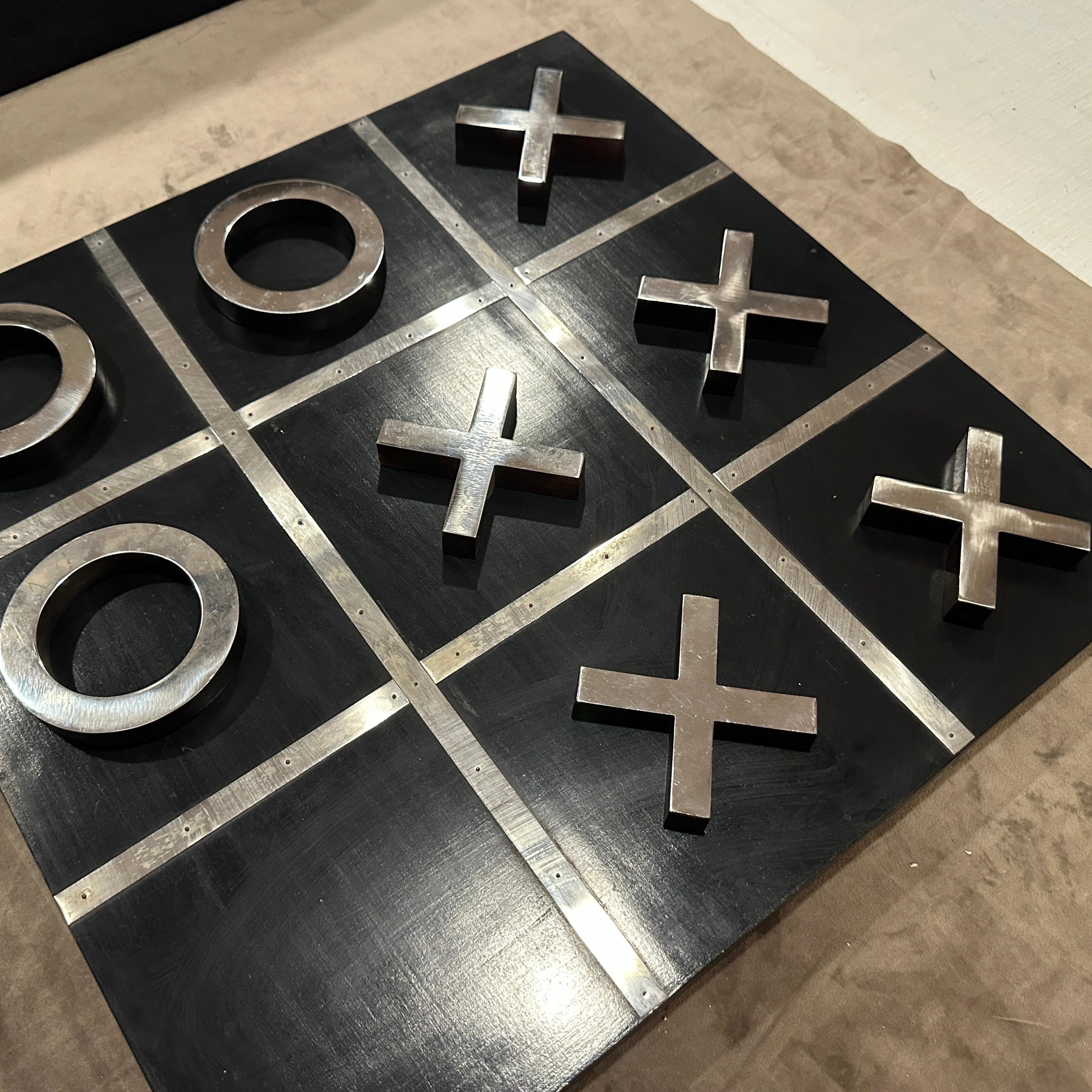 A 1990s Modern Black Painted Wood and Silverplate Italian Huge Table Game For Sale 2