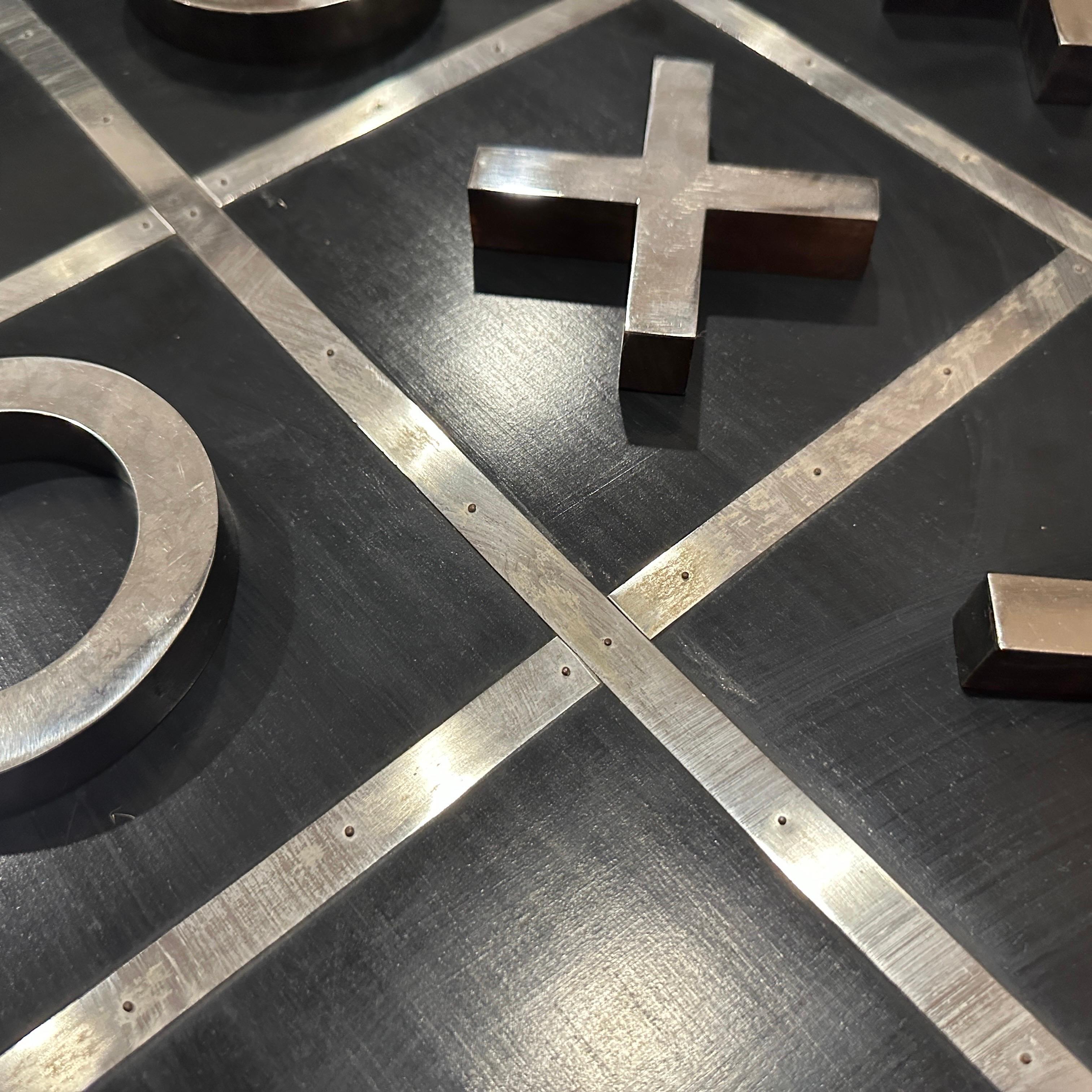 A 1990s Modern Black Painted Wood and Silverplate Italian Huge Table Game For Sale 4