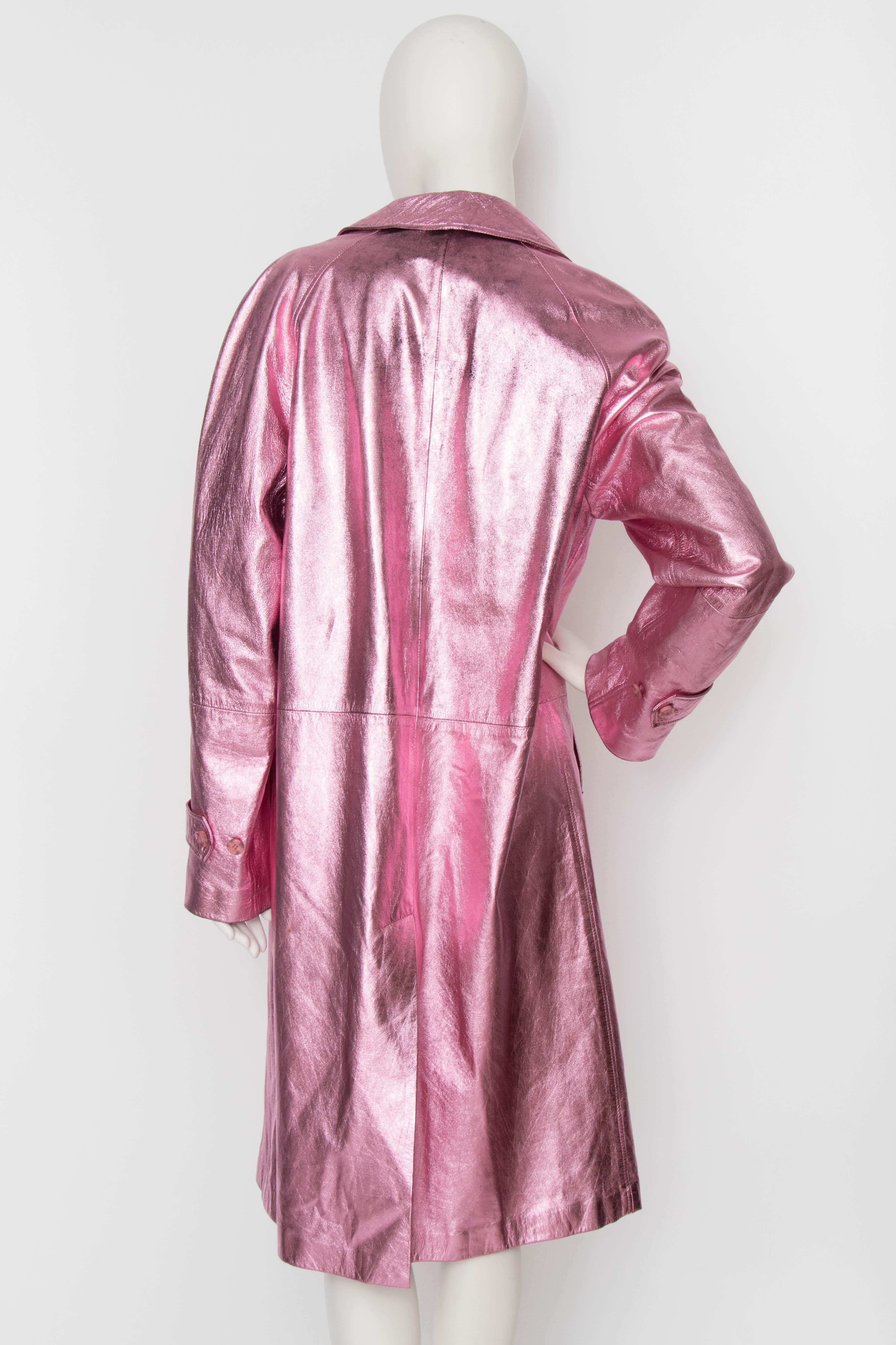 pink metallic leather jacket