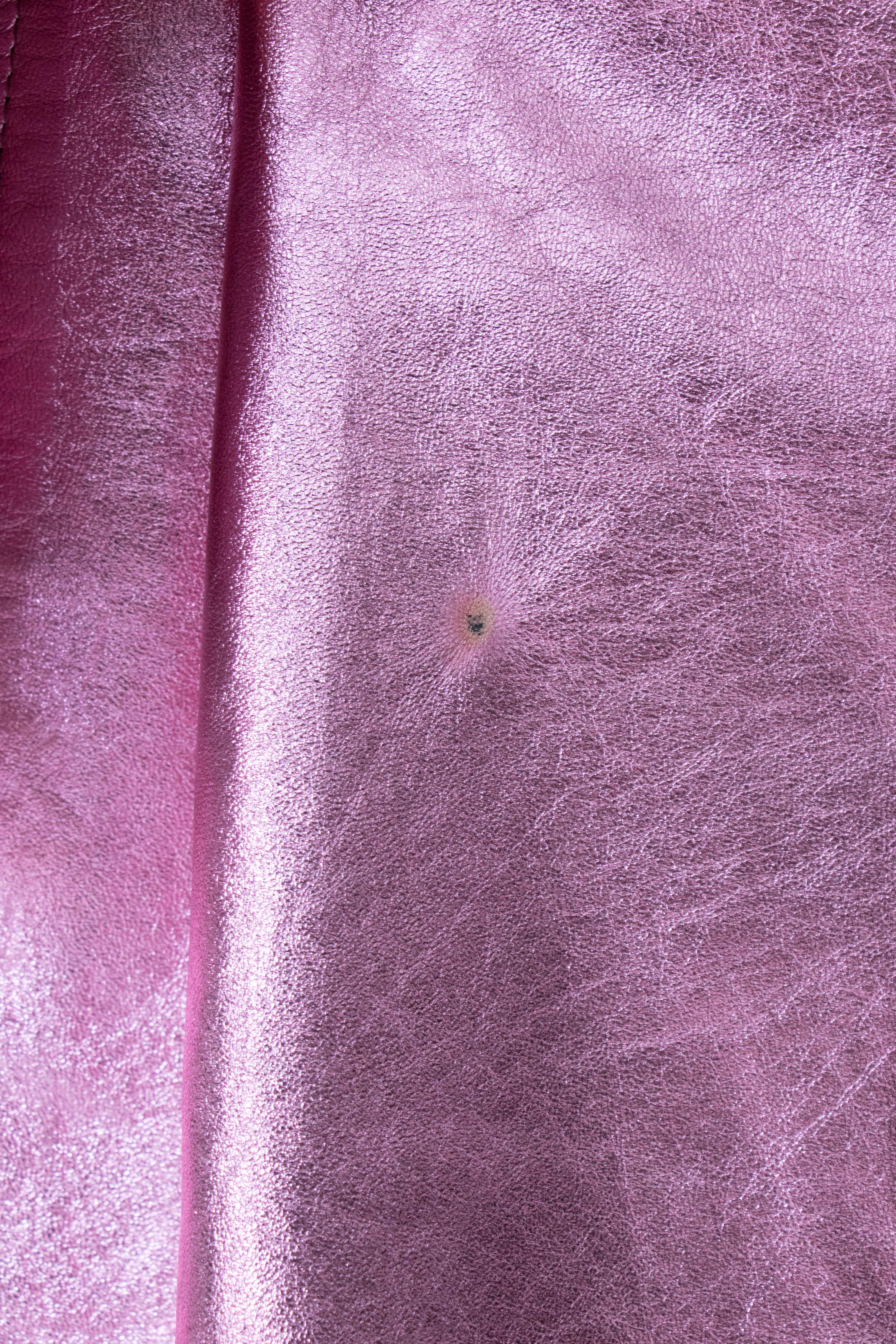 Women's or Men's A 1990s Pink Metallic Gianni Versace Leather Jacket 