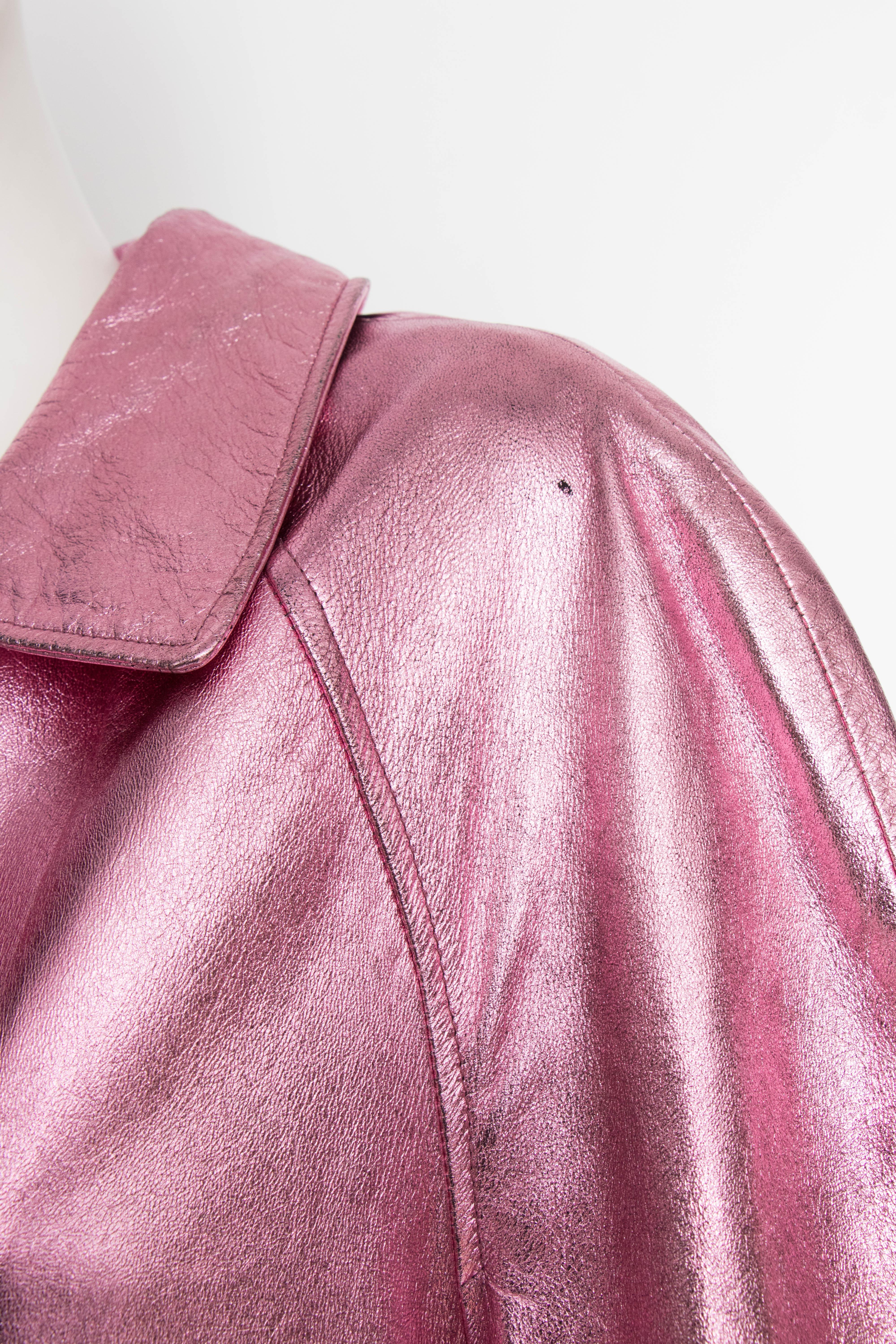 A 1990s Pink Metallic Gianni Versace Leather Jacket  1