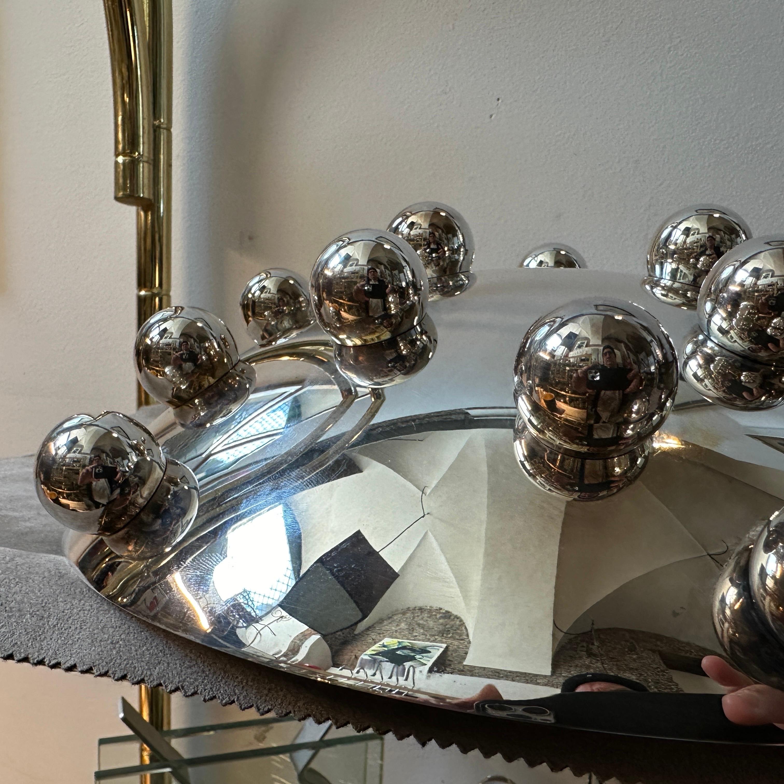 A 1990s Space Age Silver Plated Atomes Bowl By Richard Hutten for Christofle In Excellent Condition In Aci Castello, IT