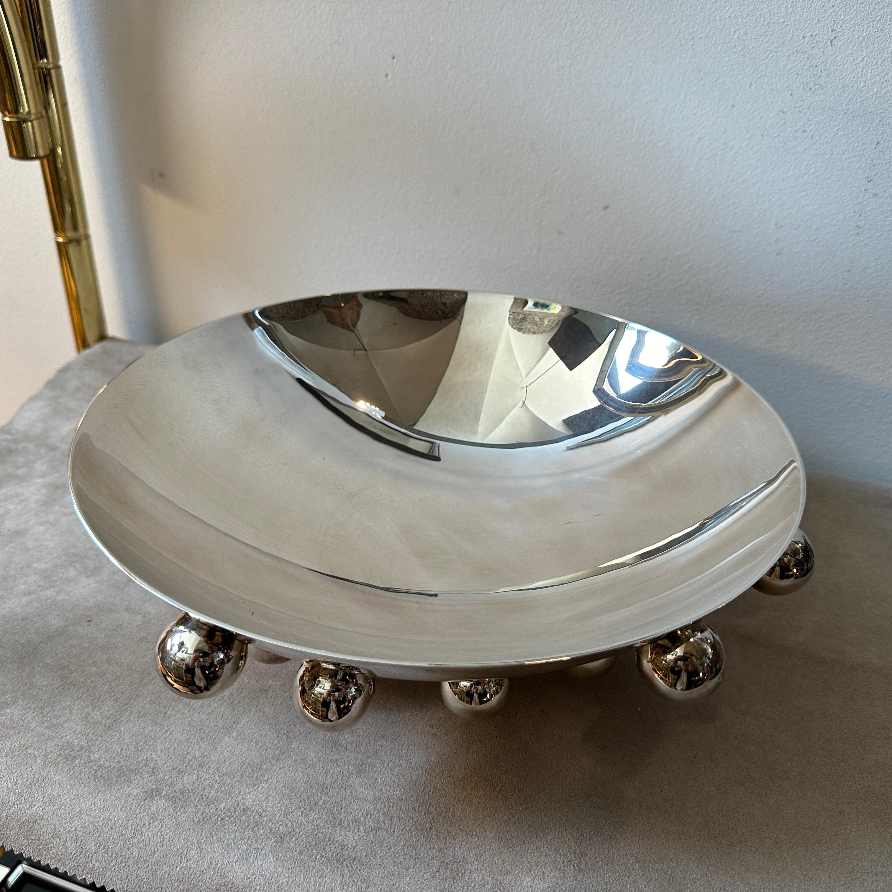 A 1990s Space Age Silver Plated Atomes Bowl By Richard Hutten for Christofle 1