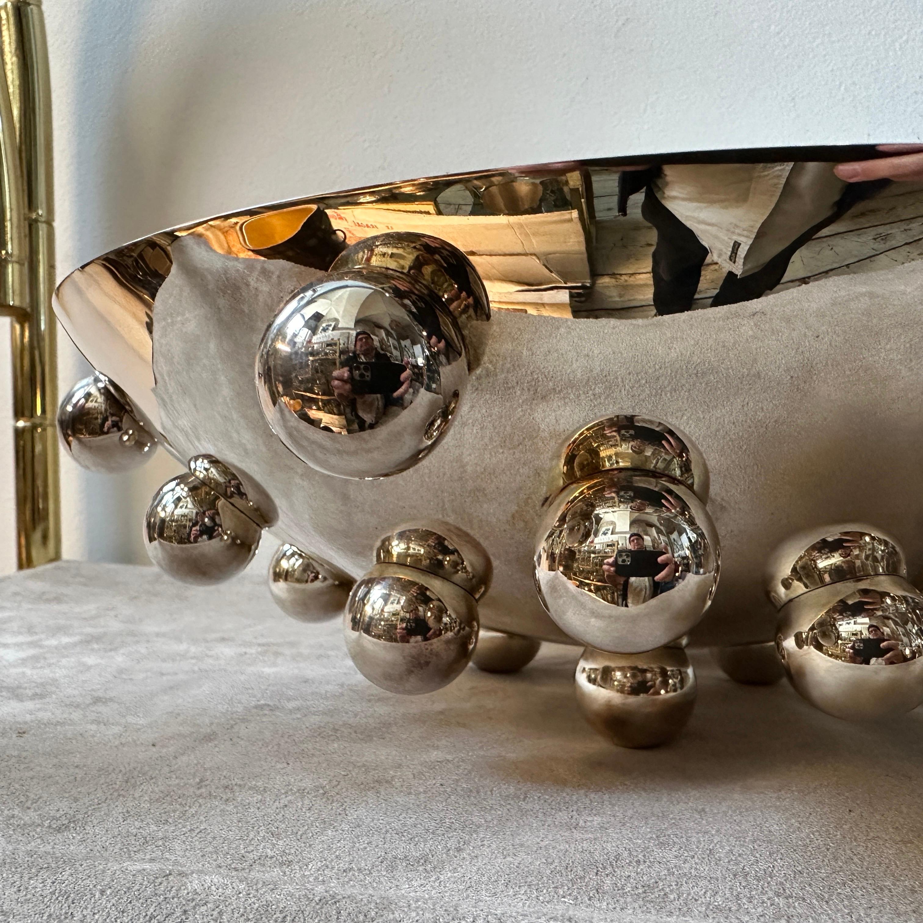 A 1990s Space Age Silver Plated Atomes Bowl By Richard Hutten for Christofle 2