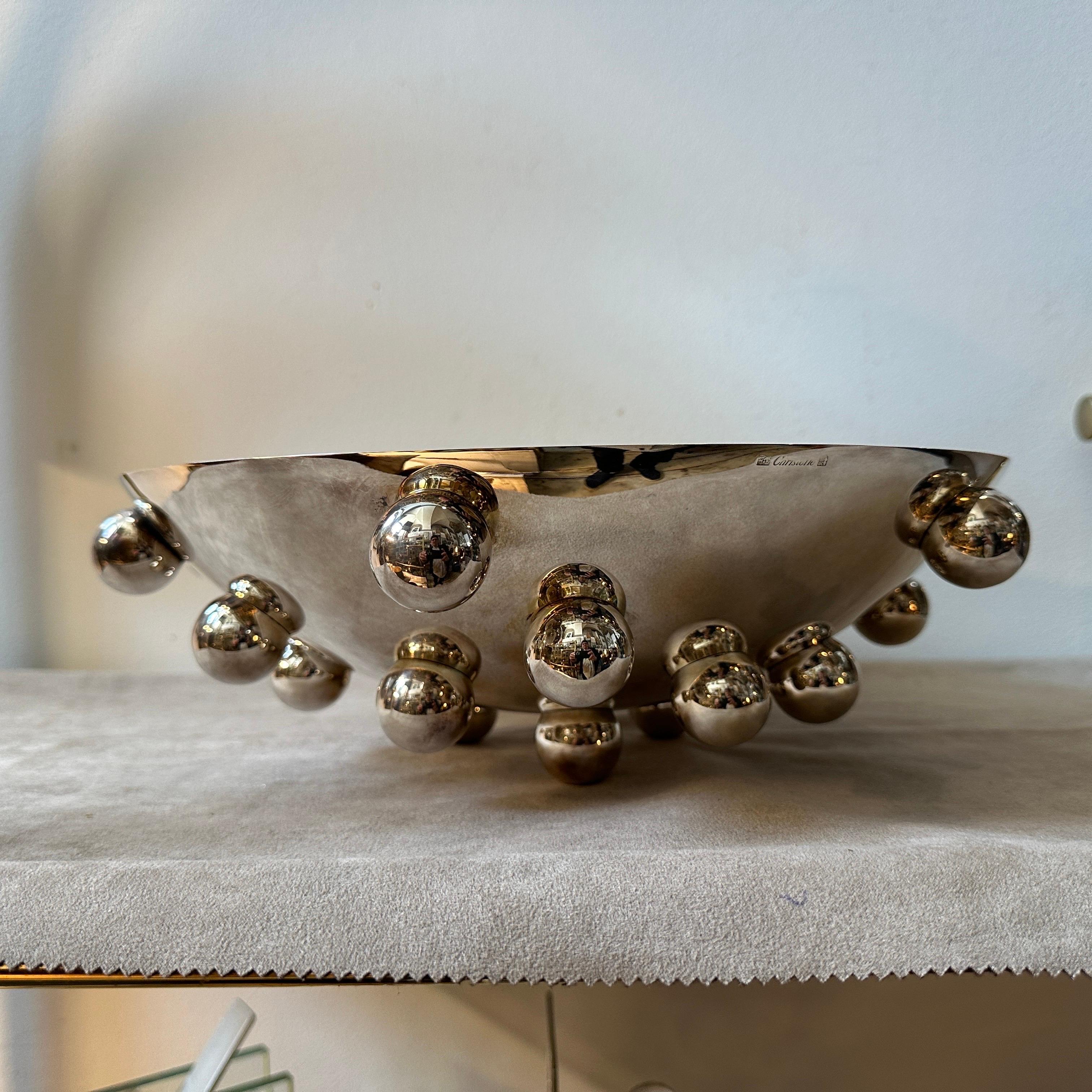 A 1990s Space Age Silver Plated Atomes Bowl By Richard Hutten for Christofle 4