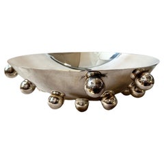 A 1990s Space Age Silver Plated Atomes Bowl By Richard Hutten for Christofle