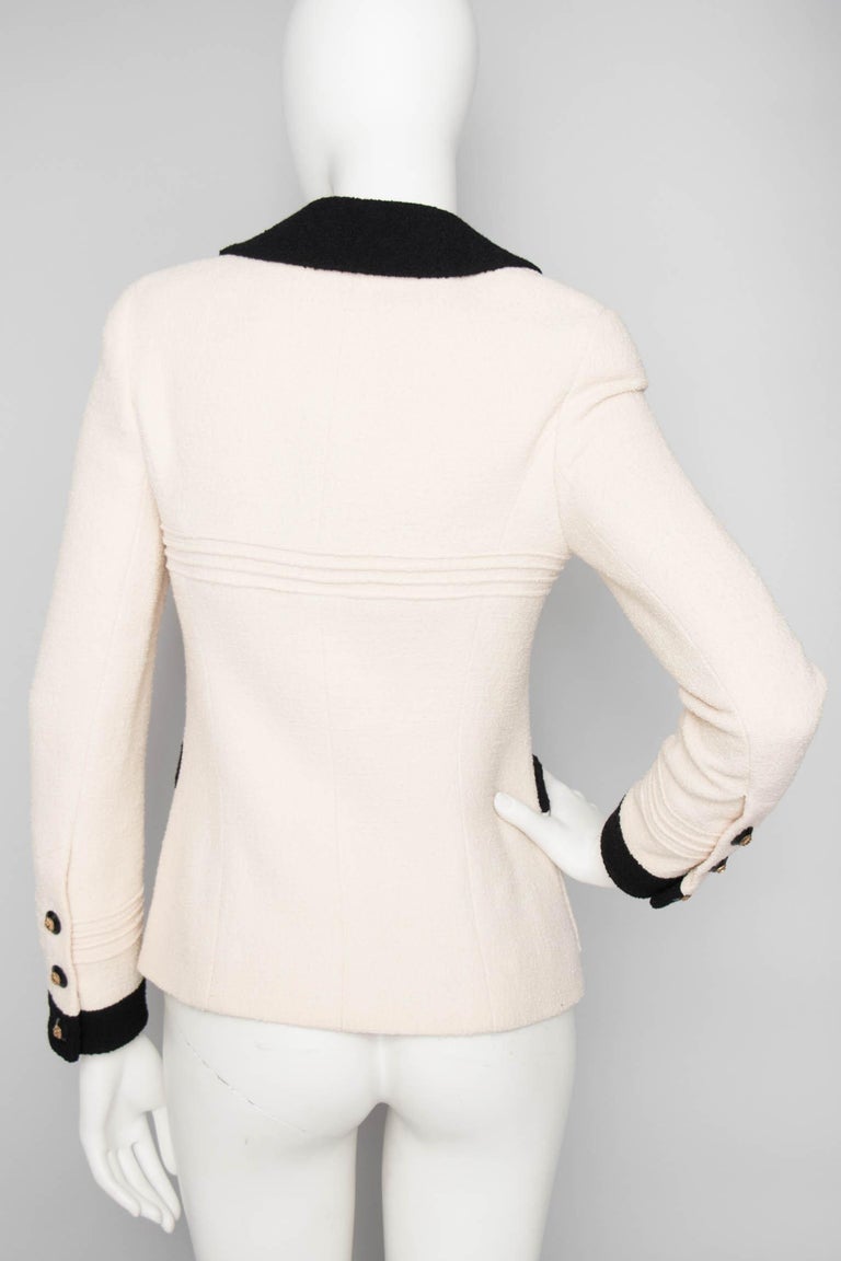 A 1990s Vintage Black And White Chanel Blazer Jacket at