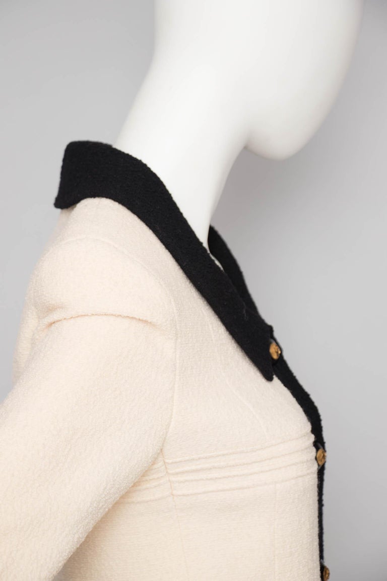 A 1990s Vintage Black And White Chanel Blazer Jacket at 1stDibs