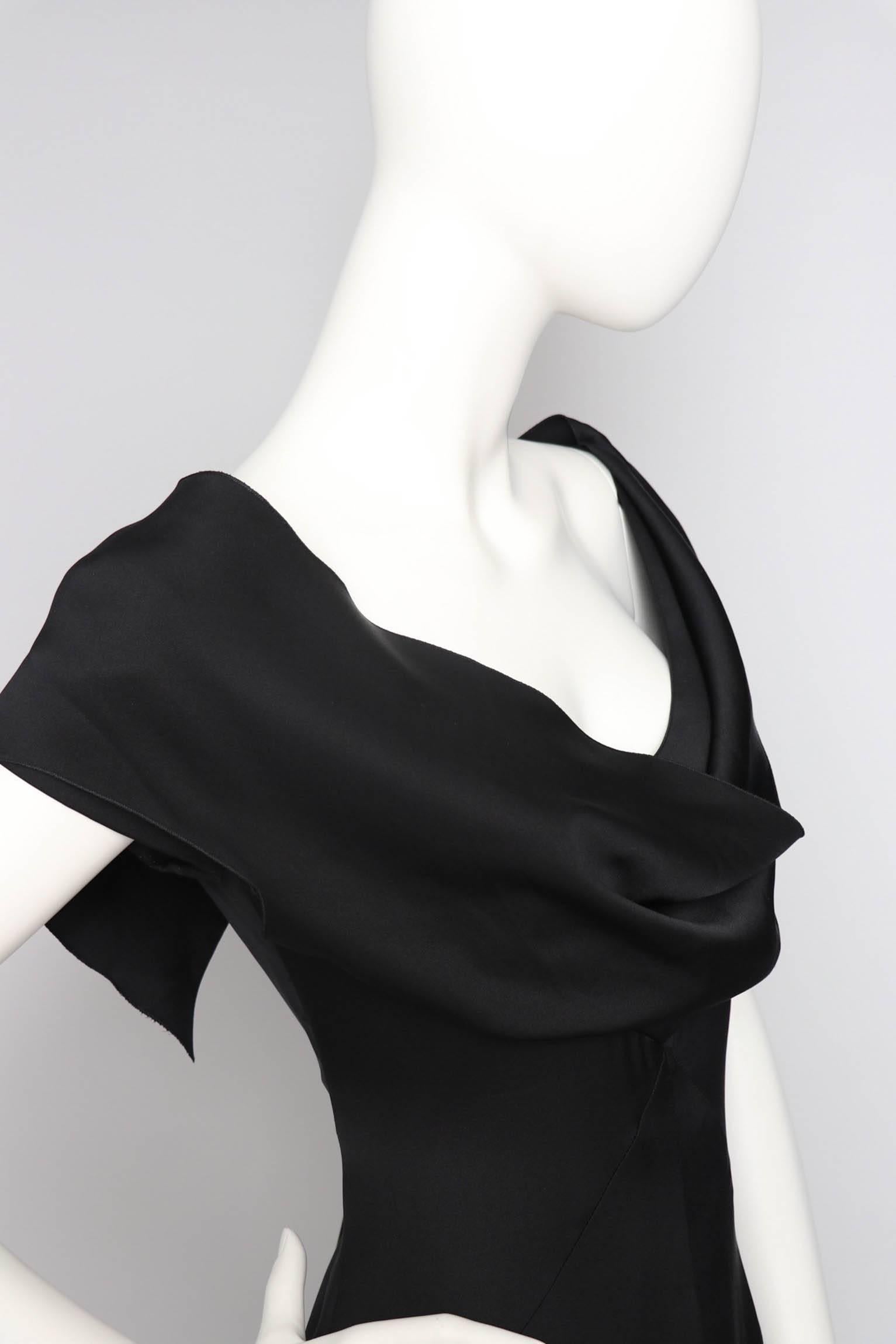 A 1990s Vintage Black Silk Satin Chanel Evening Dress M In Good Condition In Copenhagen, DK