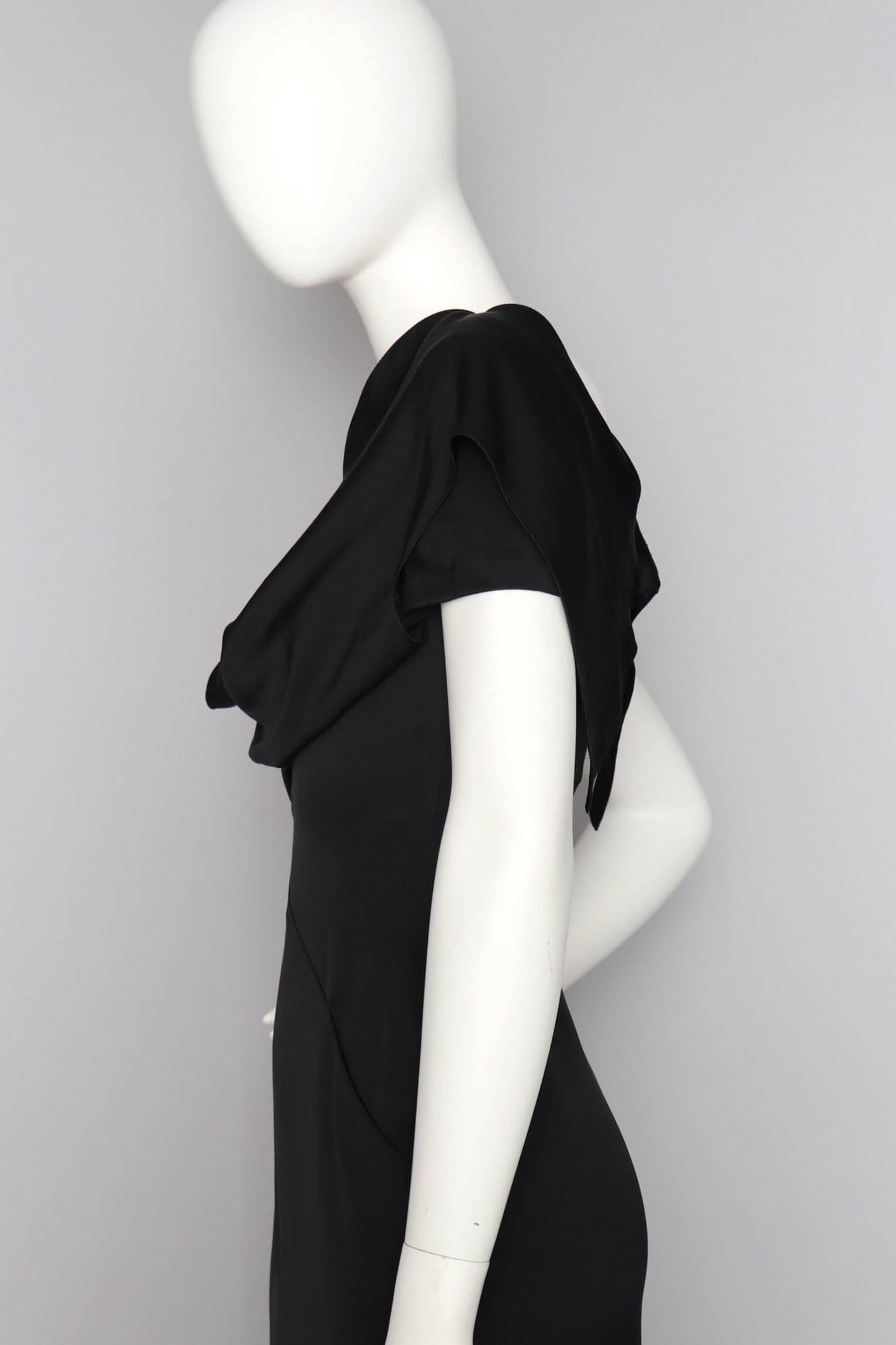 A 1990s Vintage Black Silk Satin Chanel Evening Dress M 1