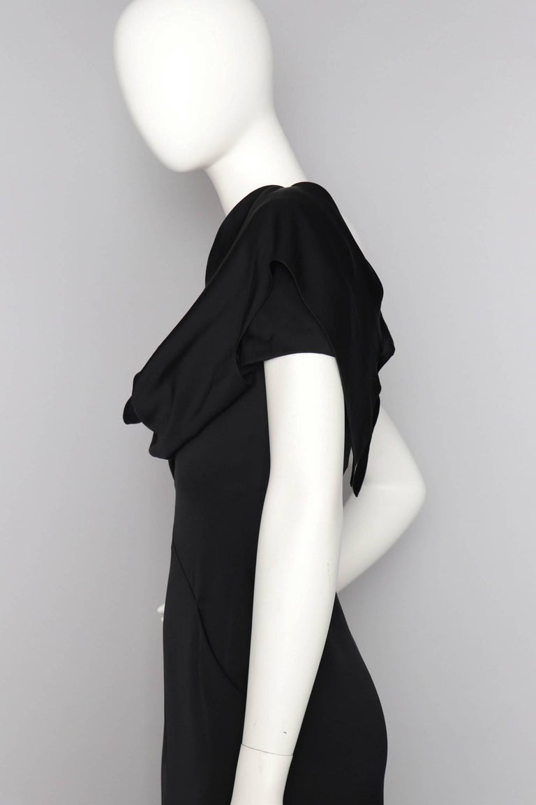 A 1990s Vintage Black Silk Satin Chanel Evening Dress M at 1stDibs