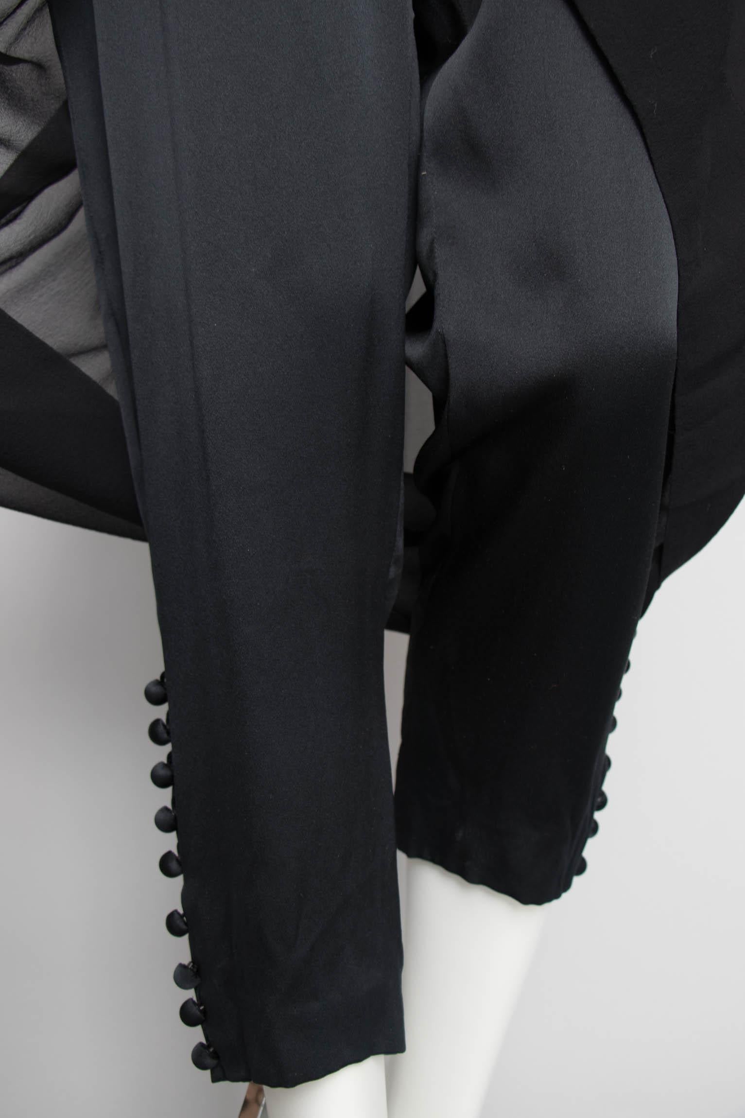 A 1990s Vintage Chanel Black Silk Jumpsuit With Chiffon Skirt  For Sale 5