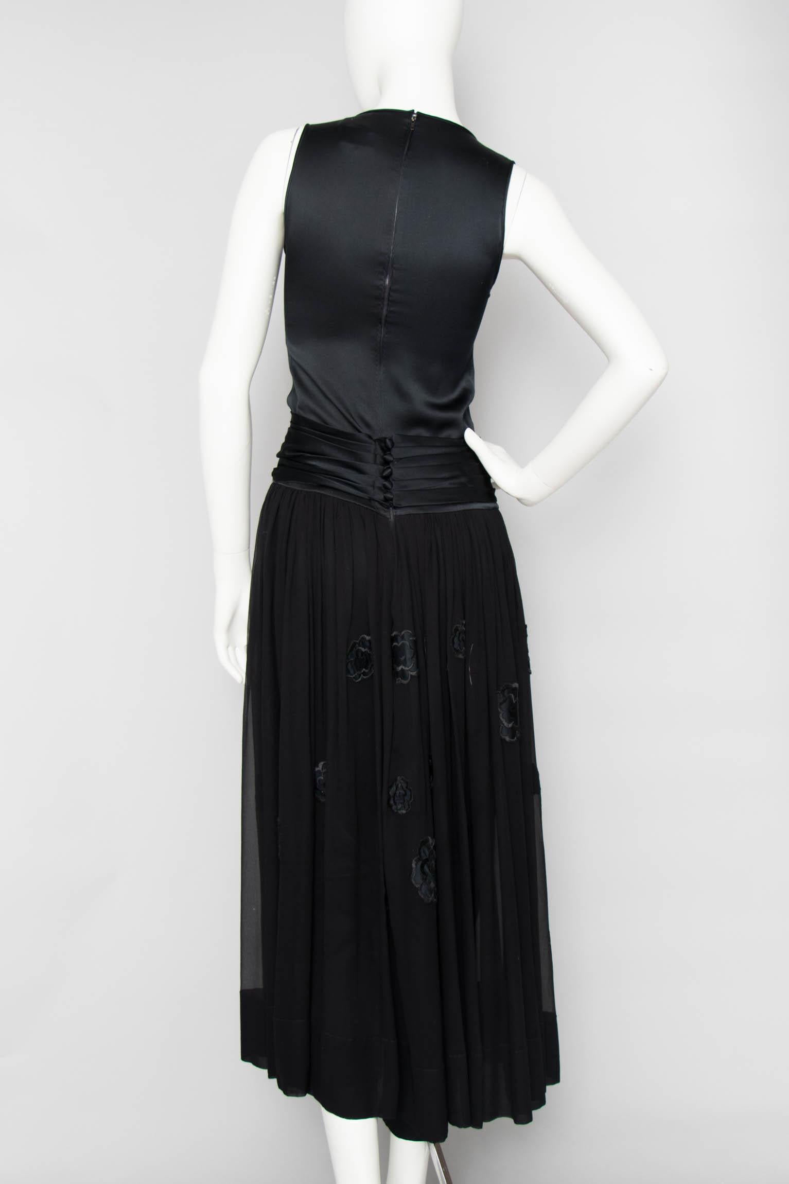 Women's or Men's A 1990s Vintage Chanel Black Silk Jumpsuit With Chiffon Skirt  For Sale