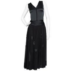 A 1990s Vintage Chanel Black Silk Jumpsuit With Chiffon Skirt 