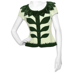 A 1990s Vintage Moschino Cheap and Chic Plant Appliqué Crêpe Blouse