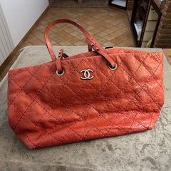 A 1990s Vintage Pink Leather Tote Bag By Chanel