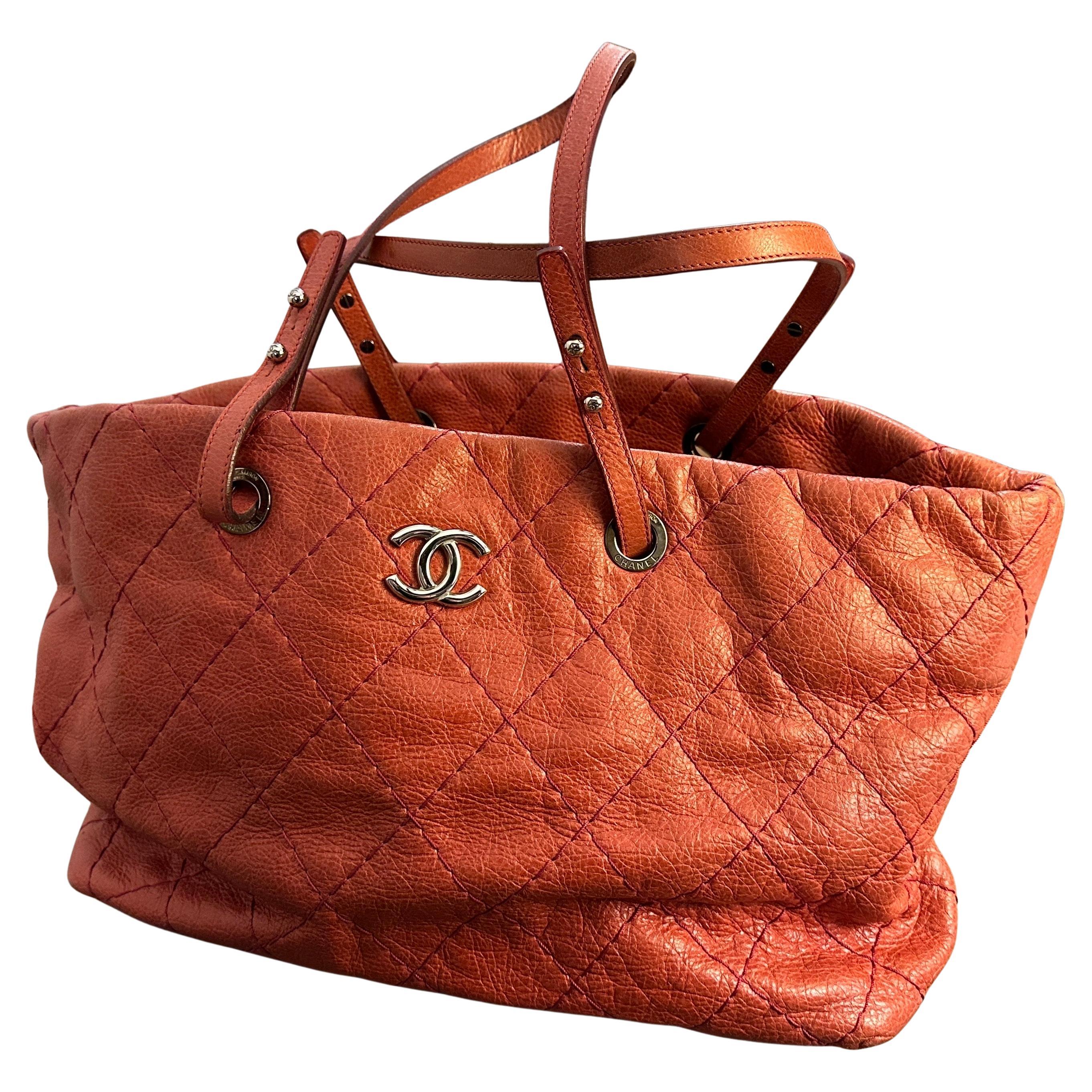 A 1990s Vintage Pink Leather Tote Bag By Chanel For Sale