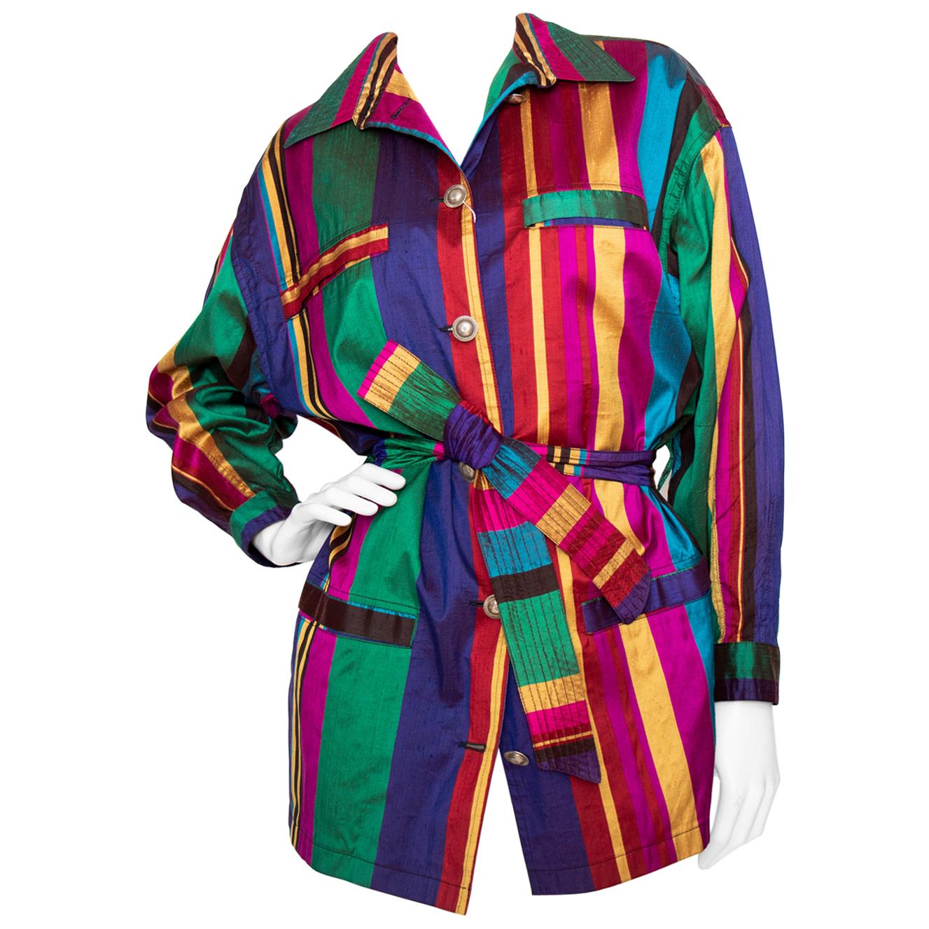 A 1990s Vintage Versace Sport Silk Trench Jacket  For Sale