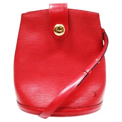 A 1995 Vintage Louis Vuitton Castillan Red Epi Leather Cluny Shoulder Bag