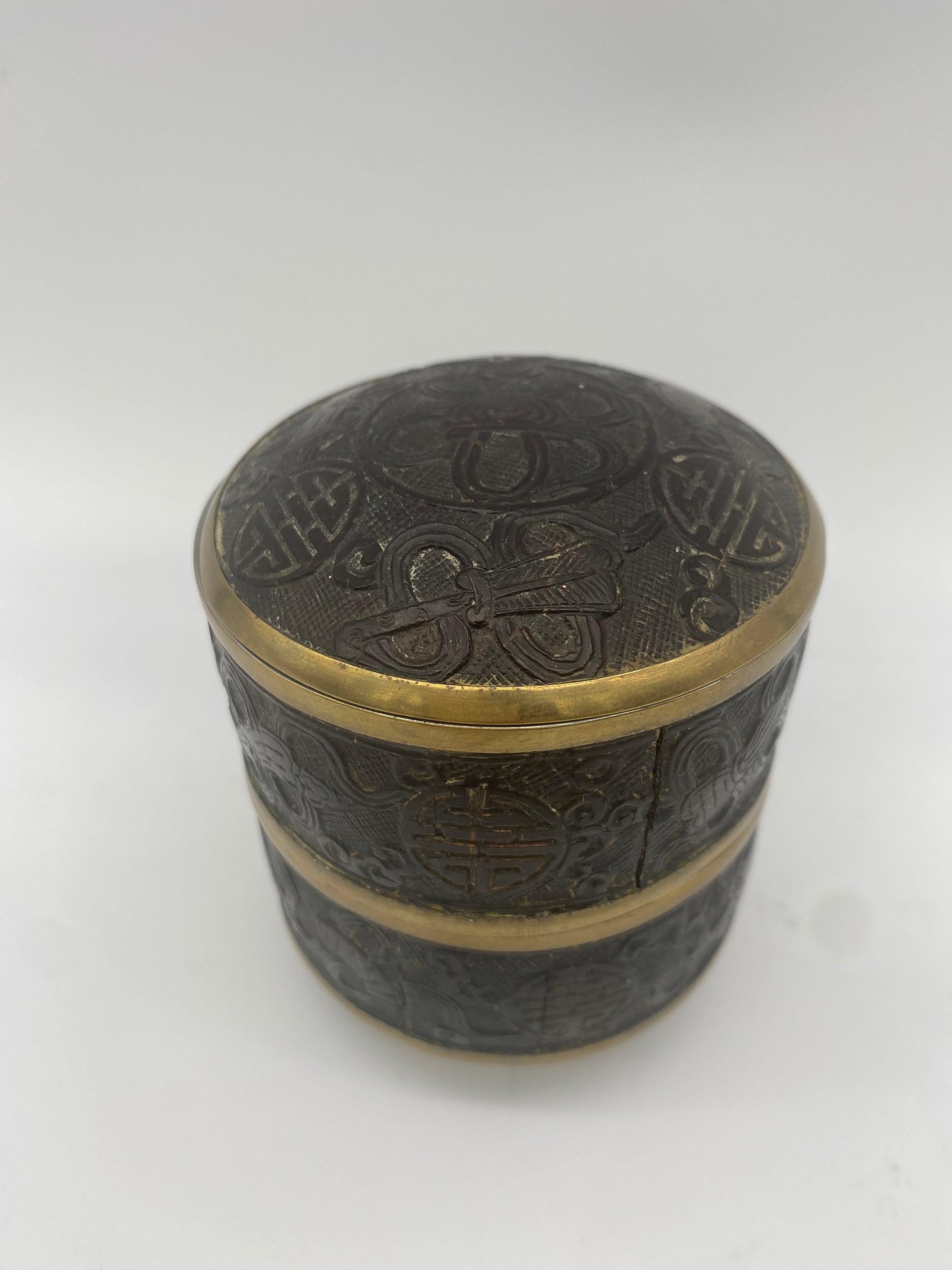 Qing 19th Century Antique Chinese Tin Coconut Stacking Box For Sale